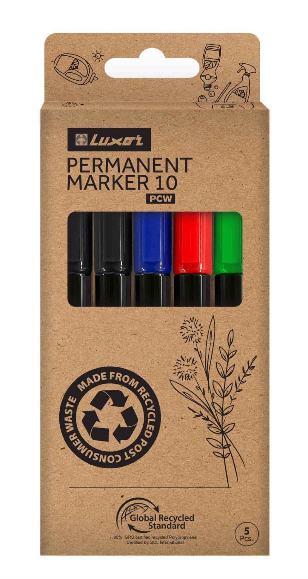 Permanentní popisovač Luxor ECO - kulatý hrot, sada 4+1 ks
