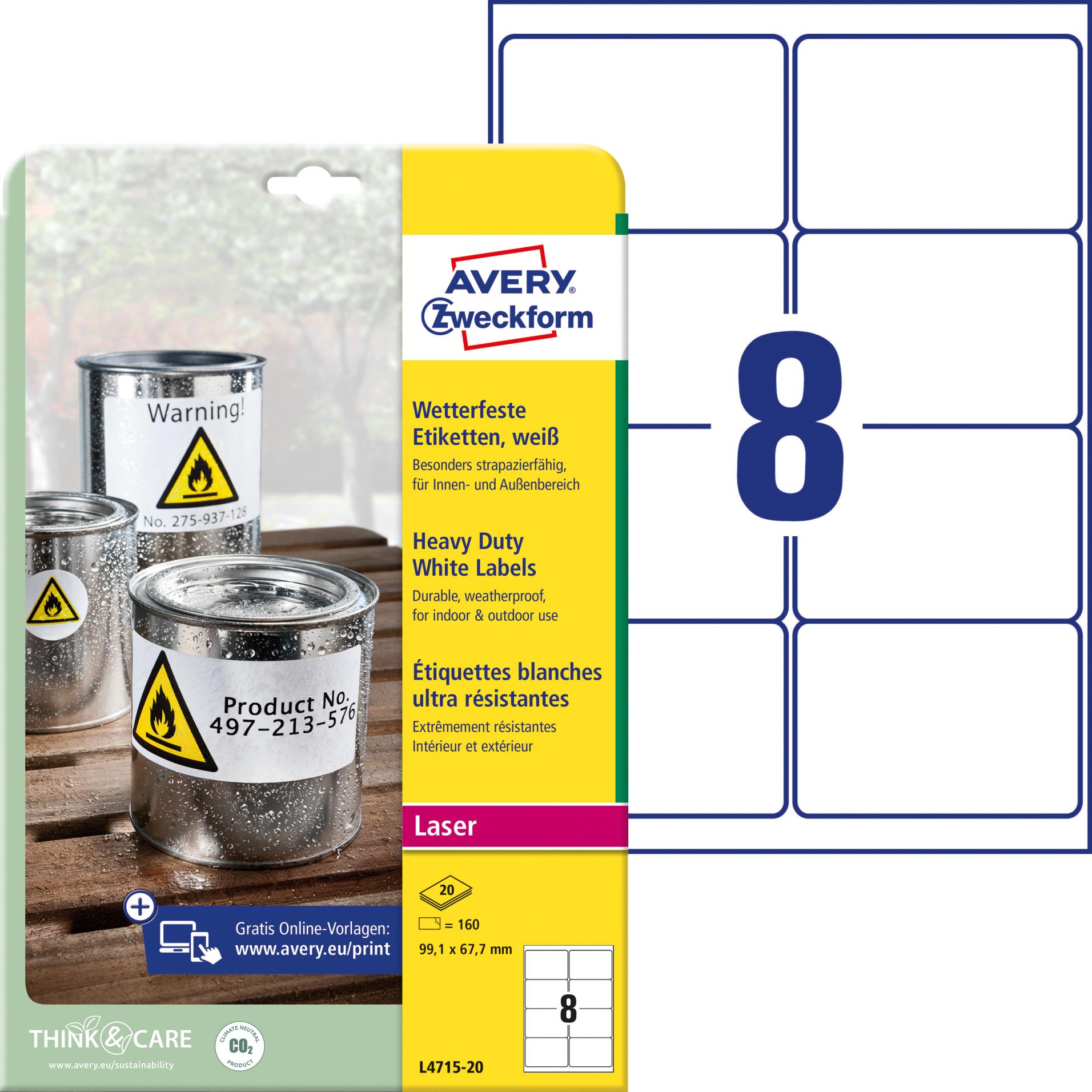 Avery Zweckform L4715-20 bílé 99.1mm x 67.7mm