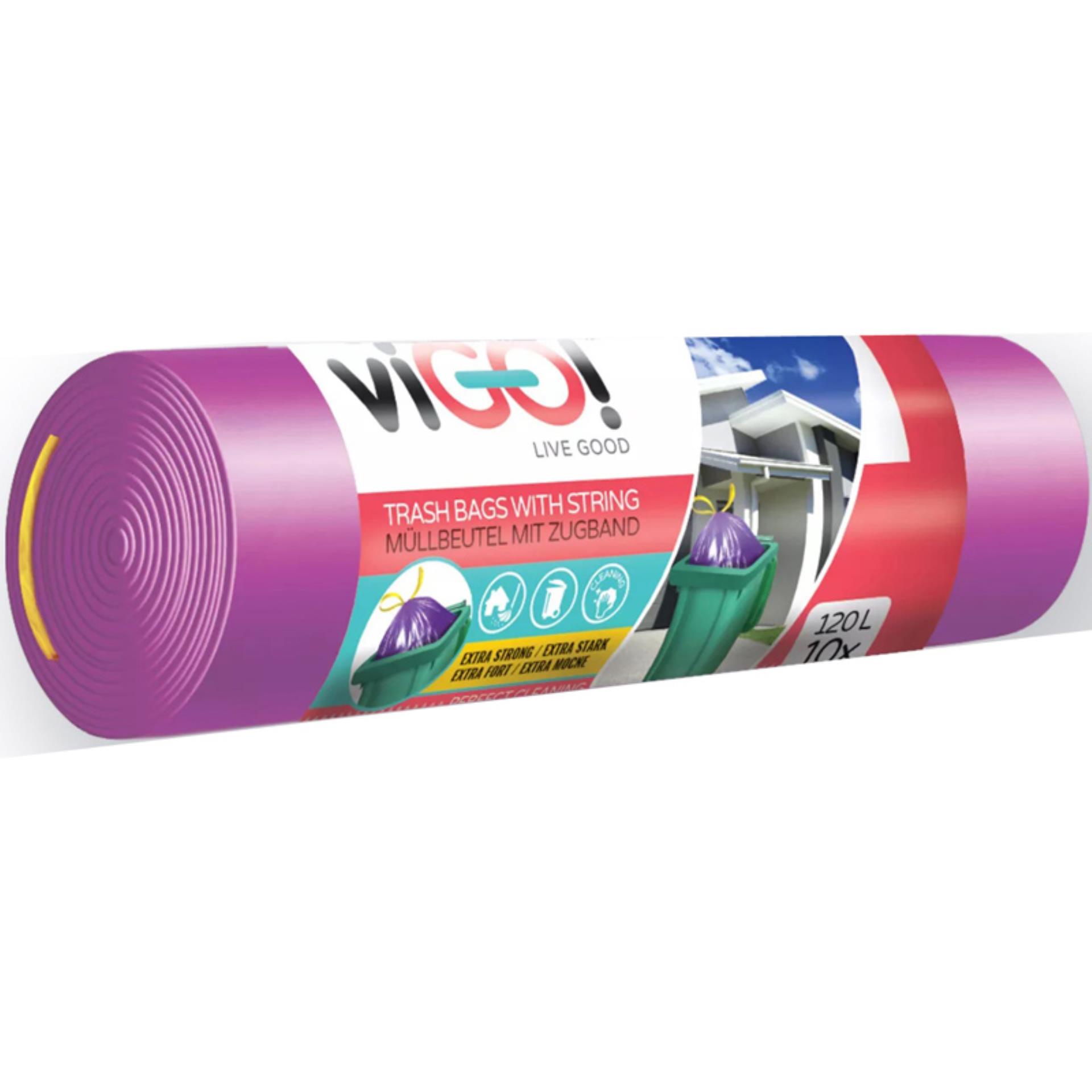 Pytle na odpadky se zatahovací páskou - 120 l, 10 ks, 35 mic