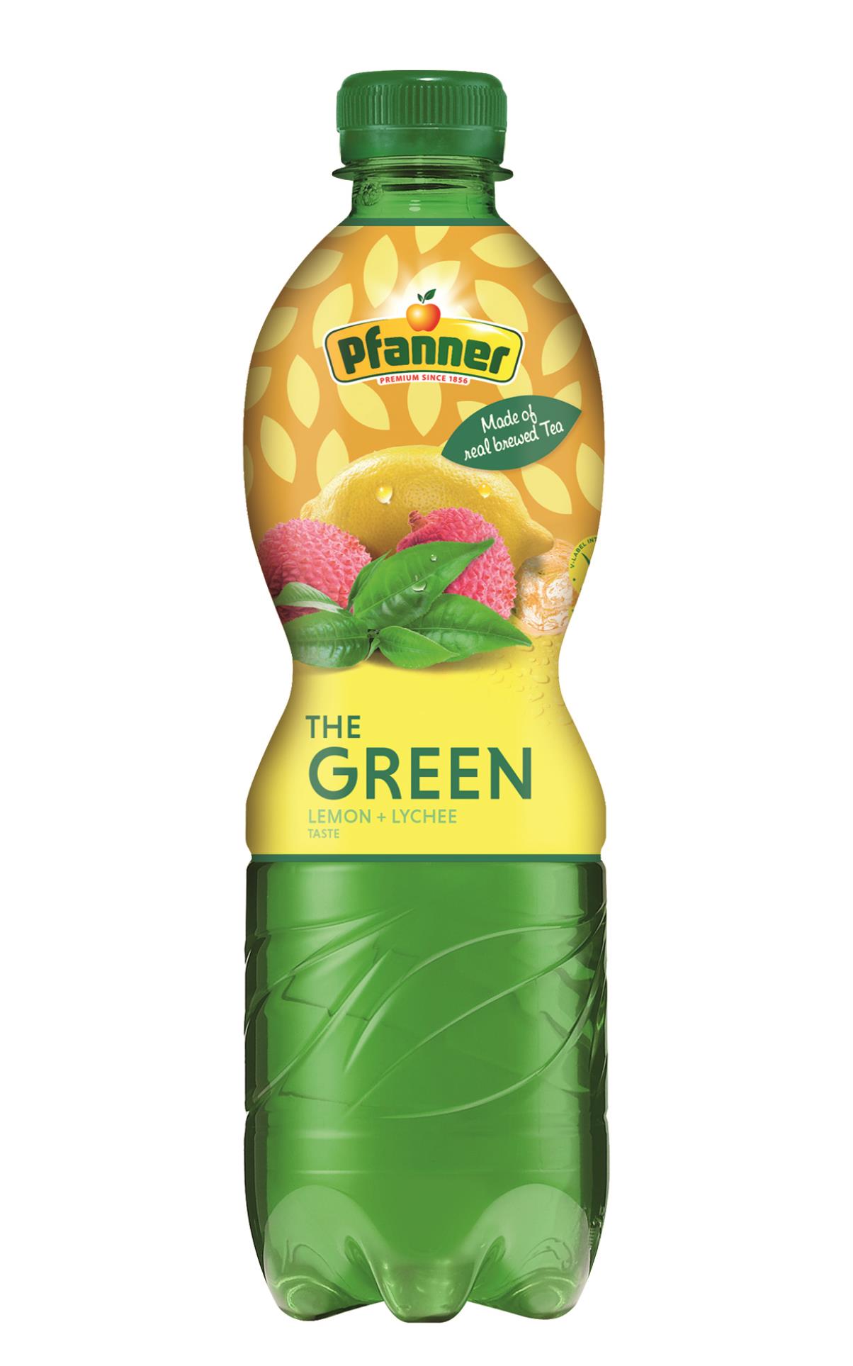Zelený čaj Pfanner Citron a lychee 12 x 0,5 l
