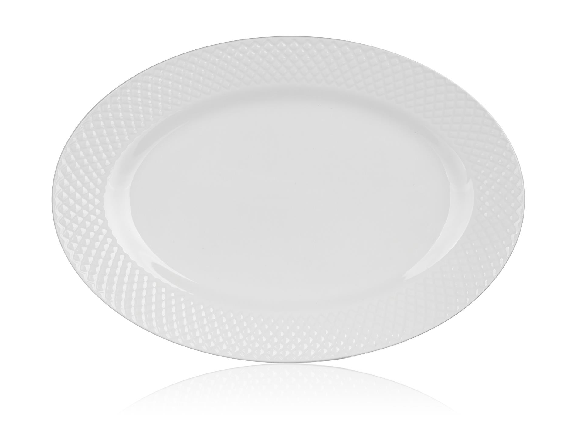 Oválný talíř Banquet Diamond Line - bílý, 34,5 x 24,2 cm, 1 ks