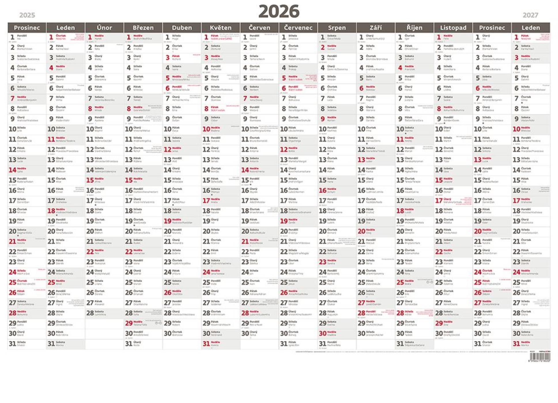 Plánovací roční mapa 2023 - A1, bezobrázková