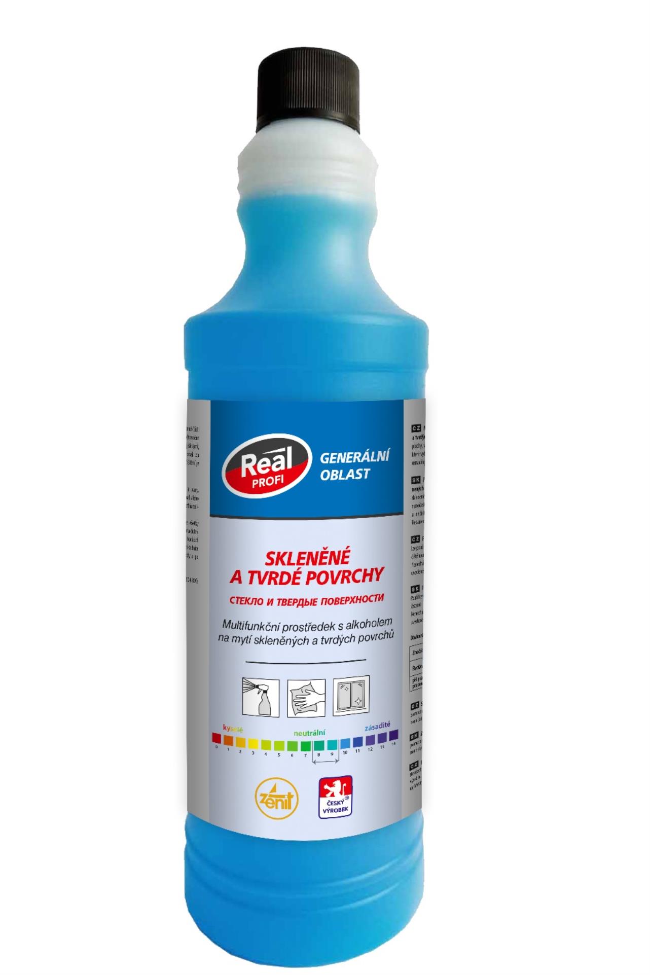 Čisticí prostředek na povrchy Real profi - na skleněné a tvrdé povrchy, 1 l