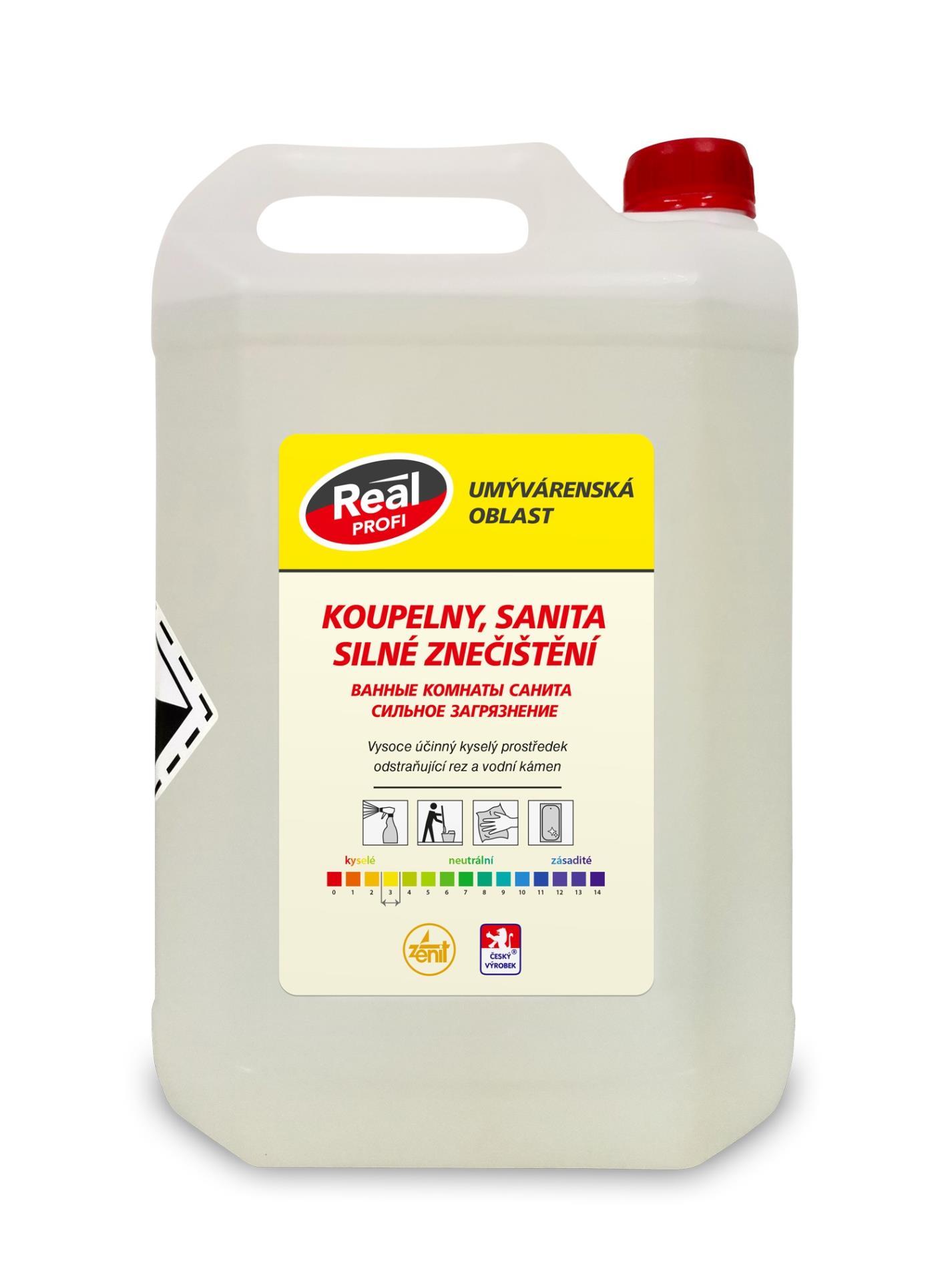 Čistící prostředek na koupelny Real profi - silné znečištění, 5 l