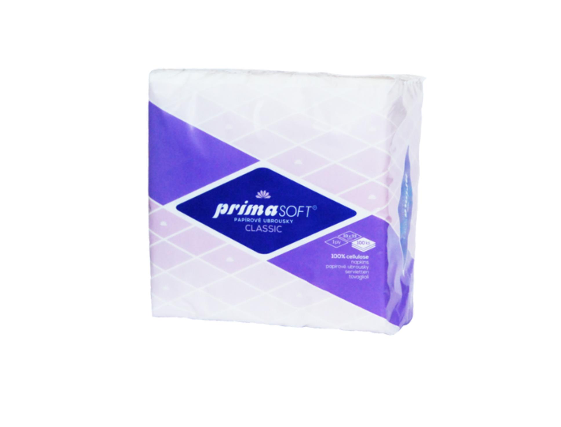 Papírové ubrousky Primasoft - 1vrstvé, bílé, 100 ks