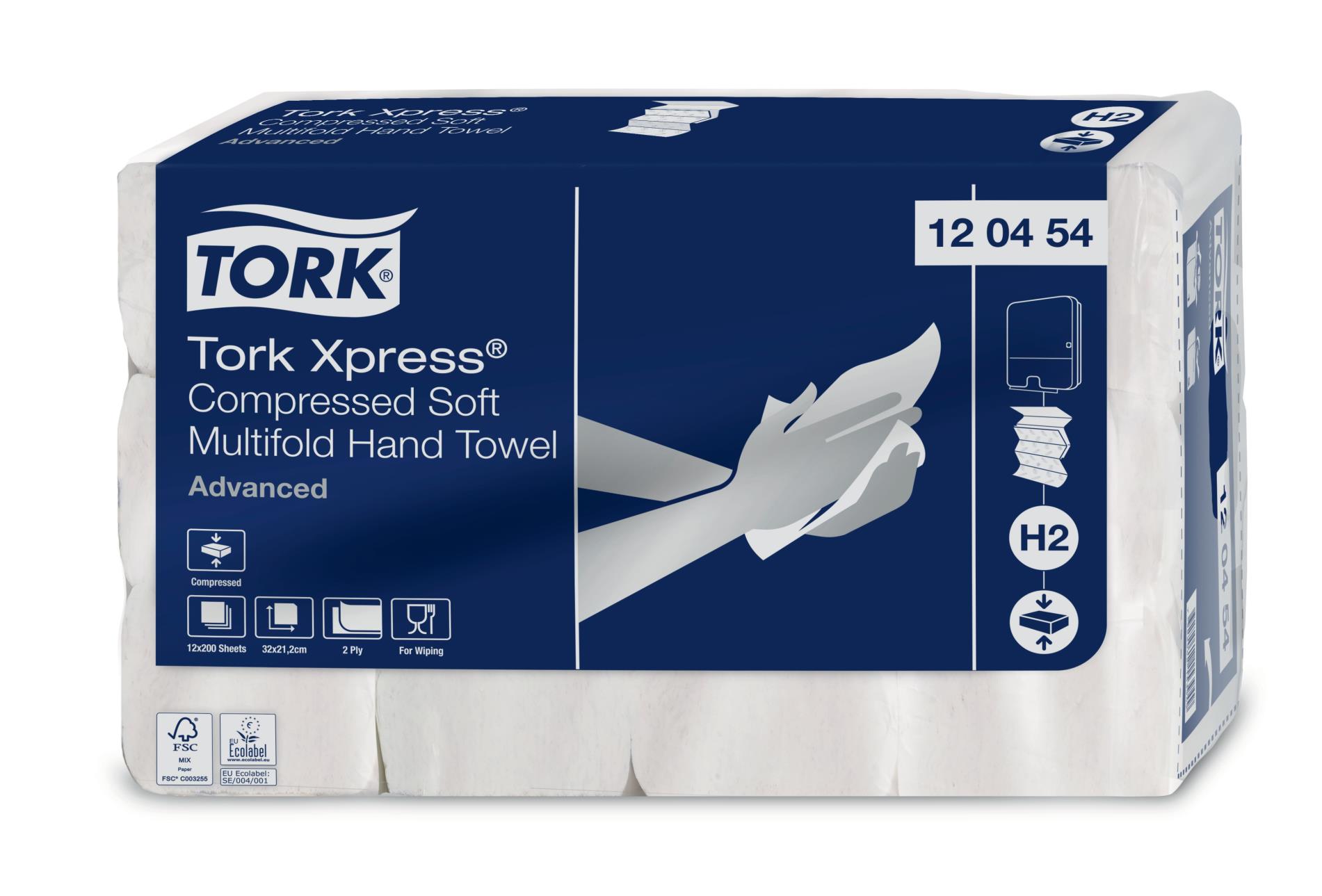 Levně Skládané papírové ručníky Tork Multifold H2 - 2vrstvé, 12x 200 ks