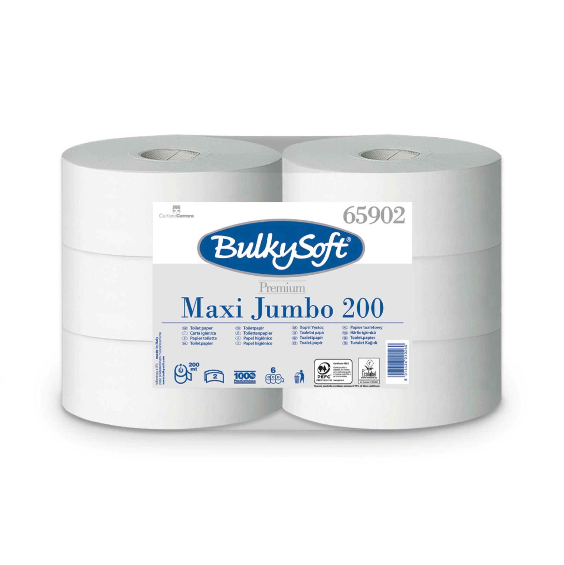 Levně Toaletní papír Bulky Soft Jumbo - 2vrstvý, celulóza, 200 m, 6 rolí