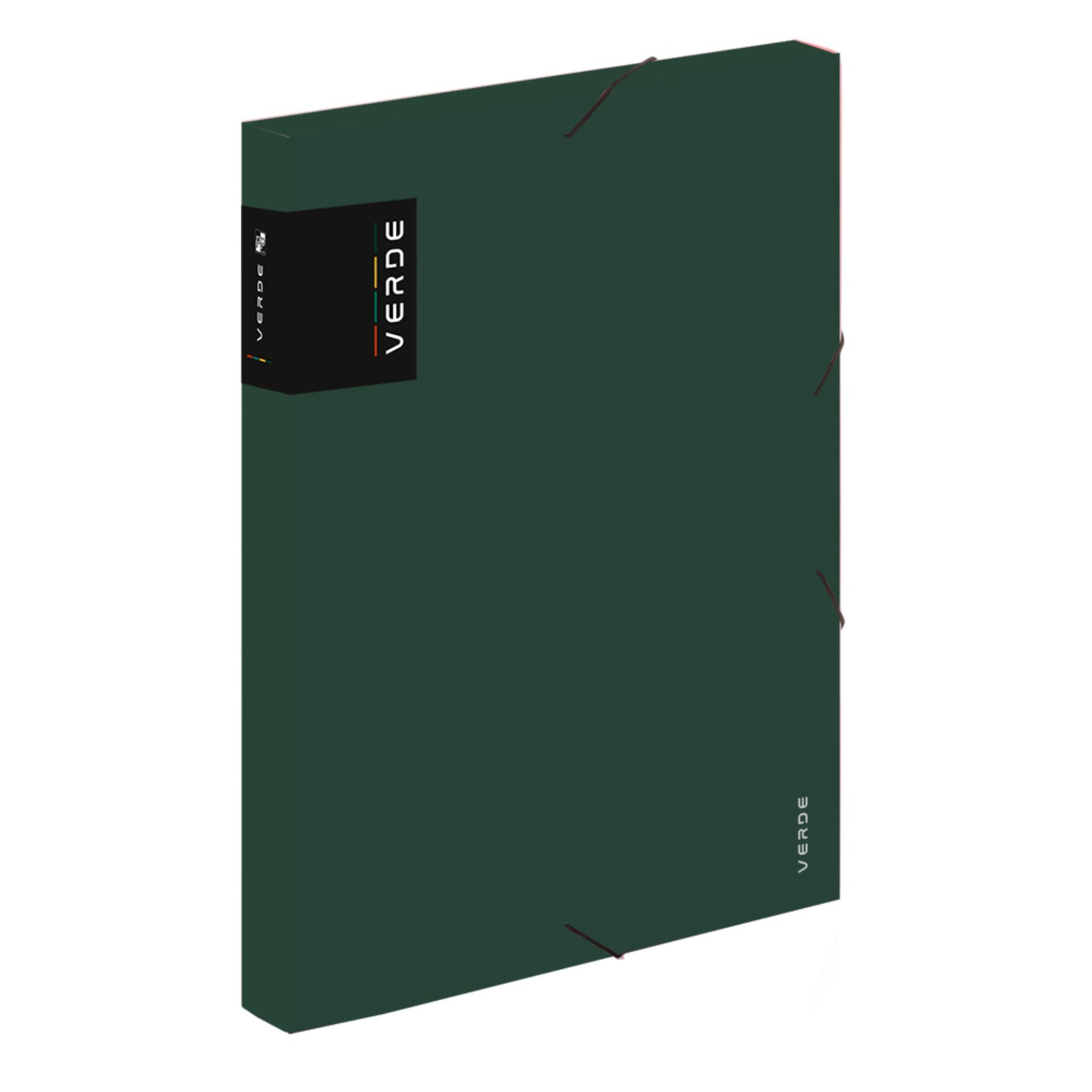 Levně Box na spisy s gumičkou Verde - A4, zelený, 3 cm
