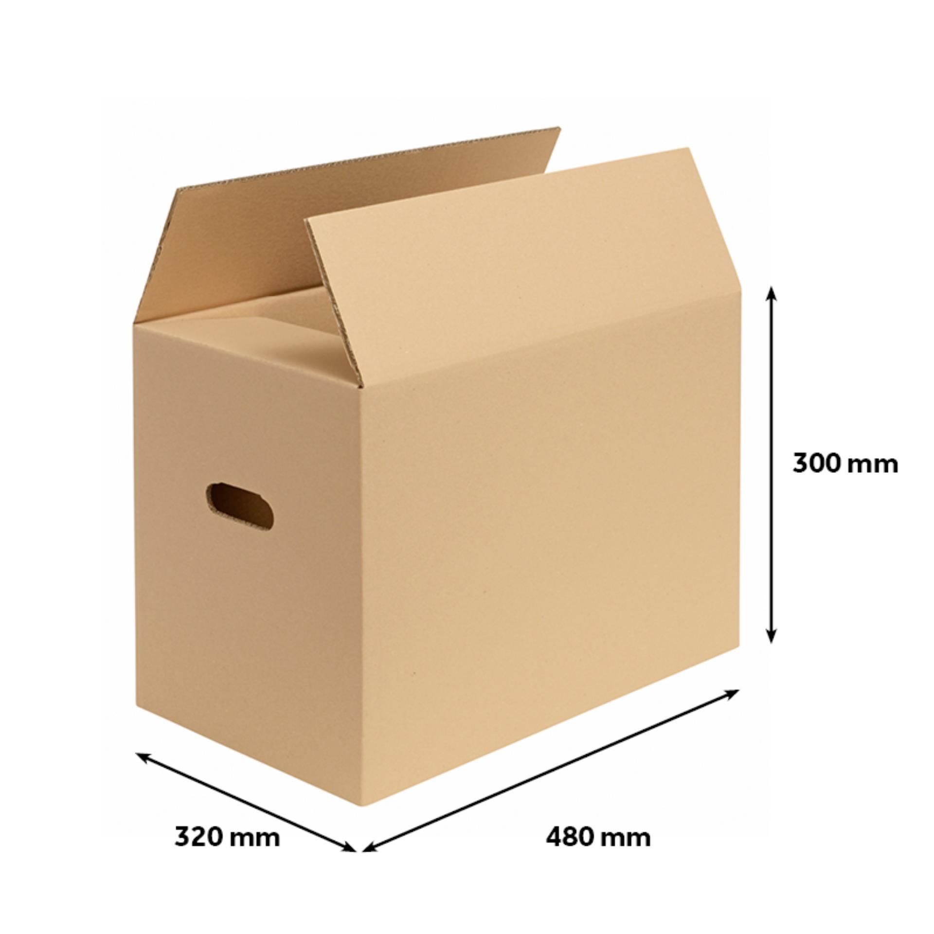 Levně Klopová krabice stěhovací, s vyseknutými otvory pro ruce - 493 x 333 x 325 mm, 1 ks