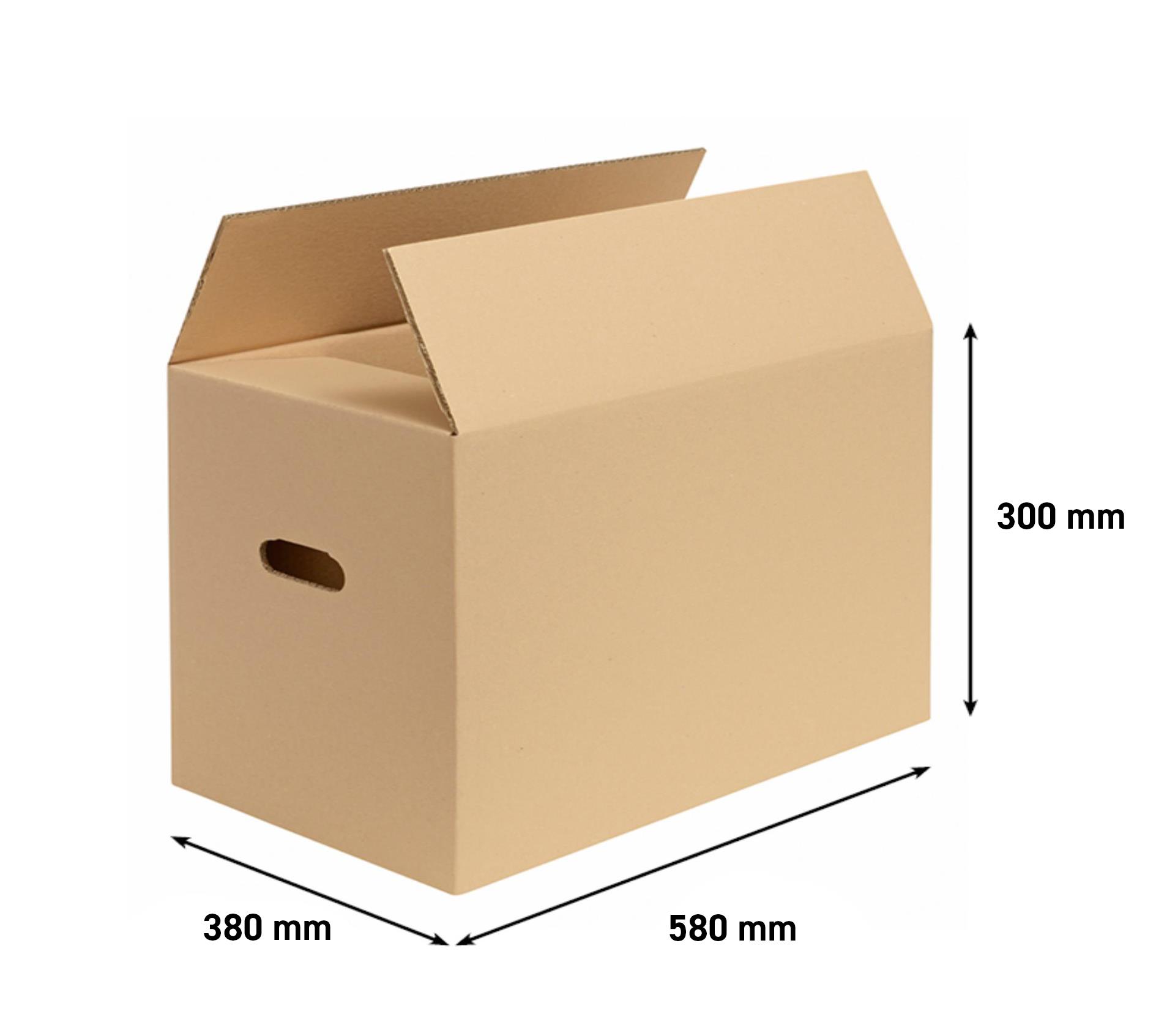 Levně Klopová krabice stěhovací, s vyseknutými otvory pro ruce - 593 x 393 x 325 mm, 1 ks