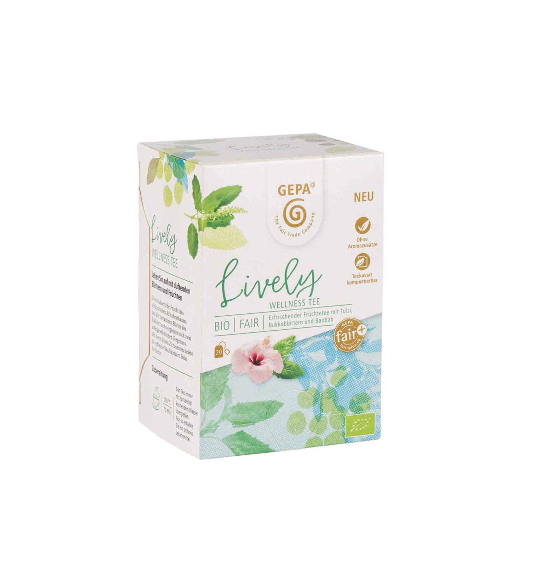 Levně Gepa Ovocný čaj Lively - Fairtrade, bio, 20 x 1,7 g