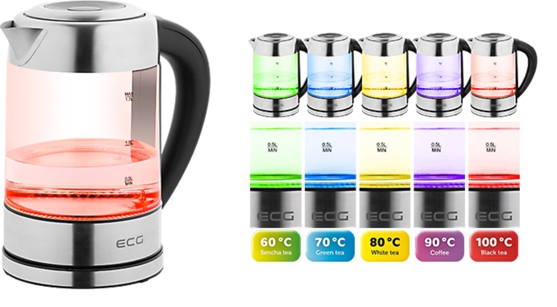 Levně Rychlovarná konvice ECG RK 1777 Color - nerez, 1,7 l