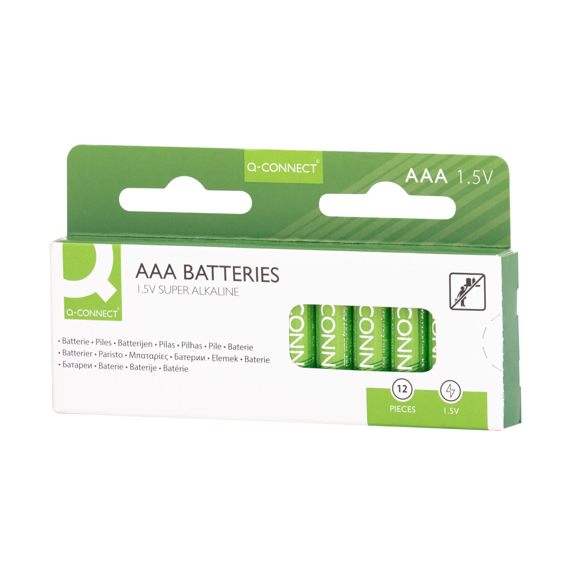Alkalické baterie Q-Connect - 1,5V, LR03, typ AAA, 12 ks