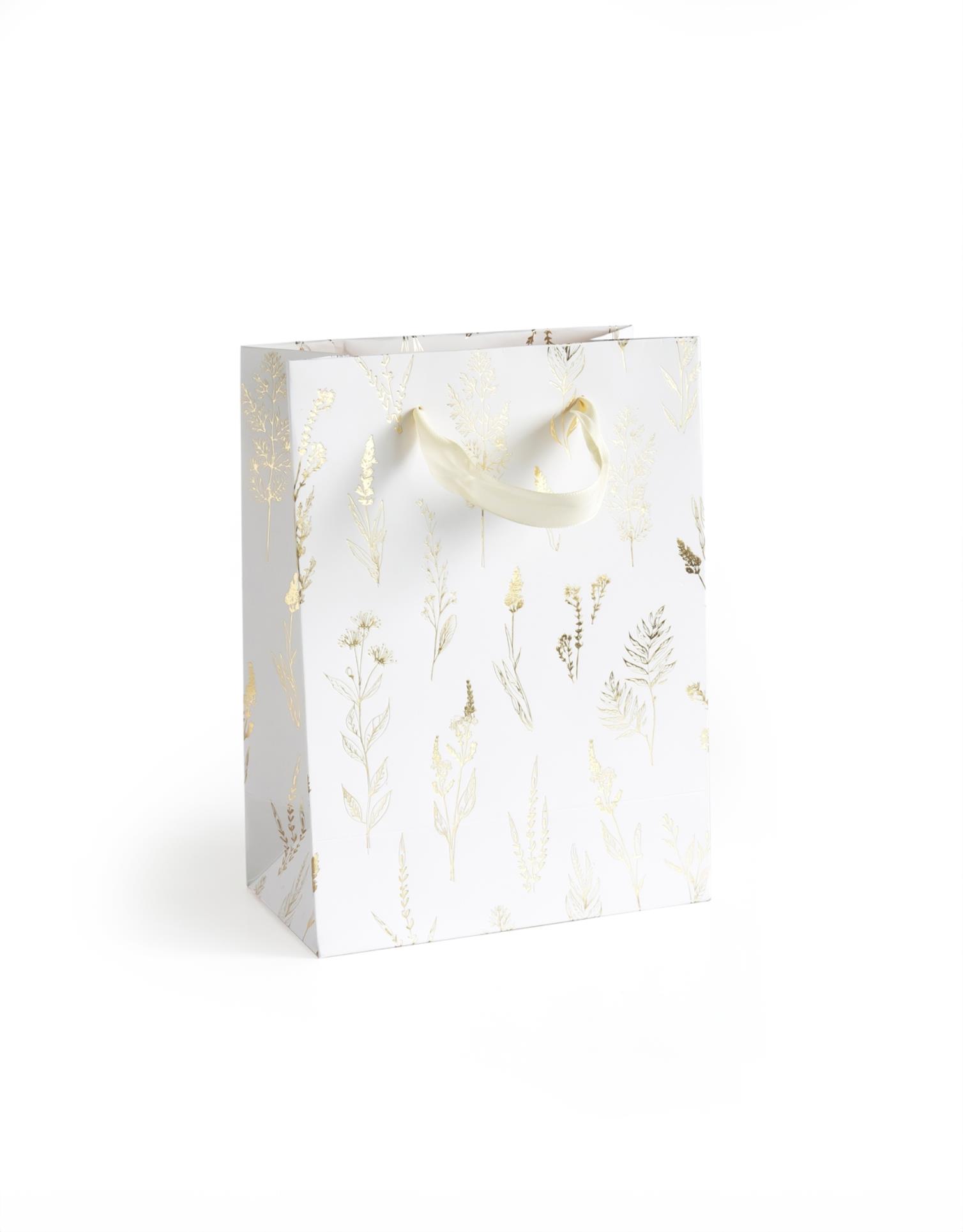 Galeria Papieru Dárková taška - 20 x 15 cm, bílá, zlatý potisk, 5 ks