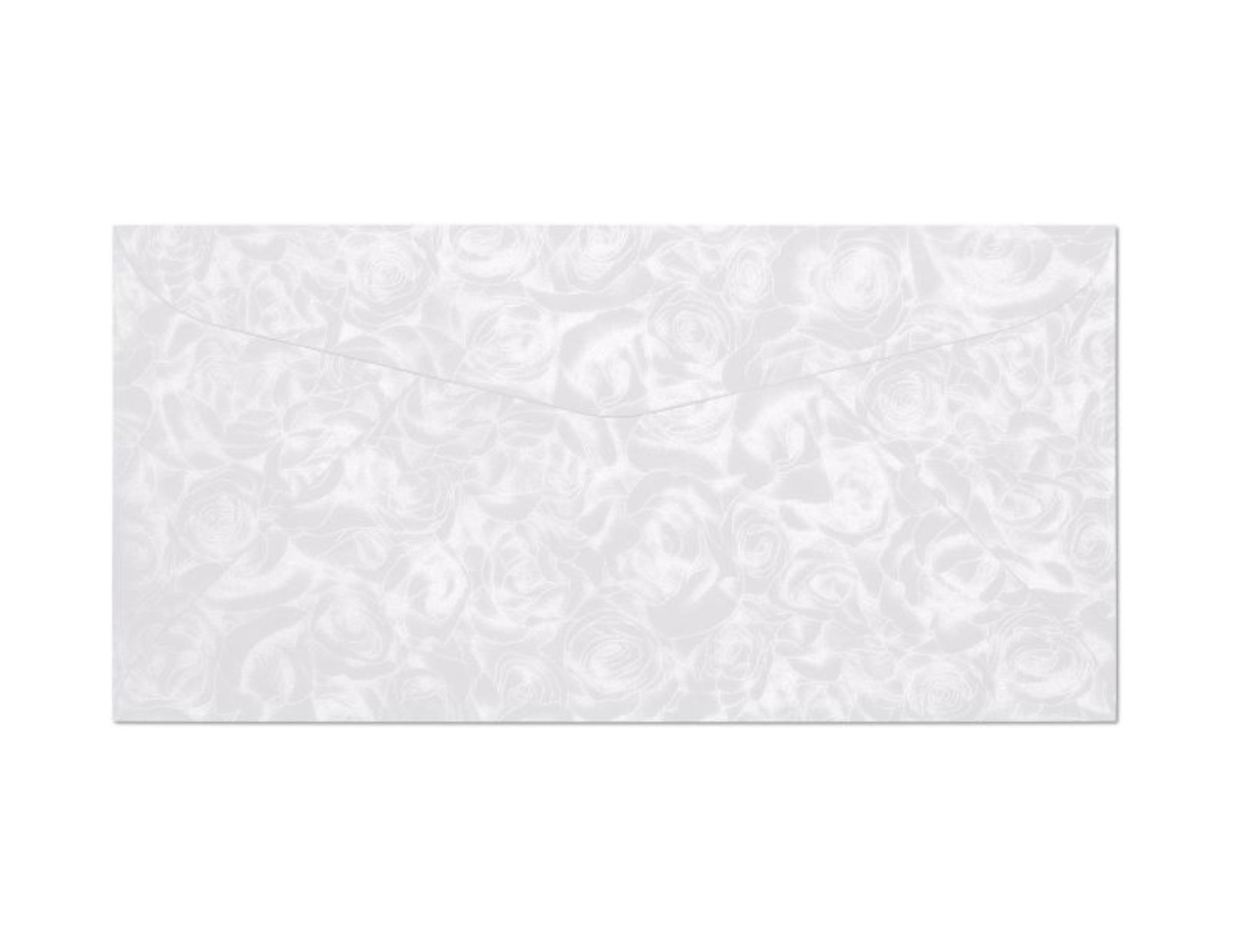 Galeria Papieru Ozdobné obálky hladké - DL, 120 g/m2, bílé, motiv stříbrné růže, 10 ks