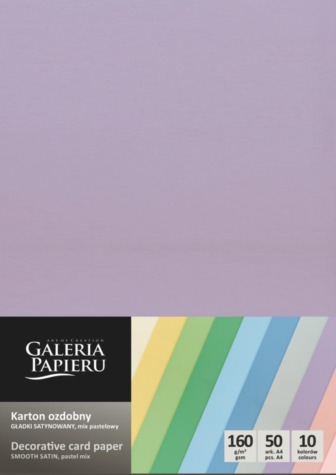 Galeria Papieru Ozdobný papír A4 hladký - 160 g/m2, pastelový mix, 50 listů