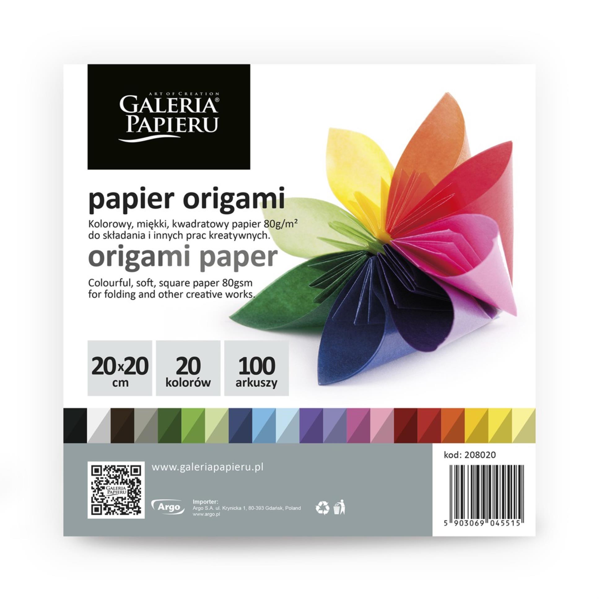 Galeria Papieru Papír na origami - 20 x 20 cm, mix barev, 100 ks