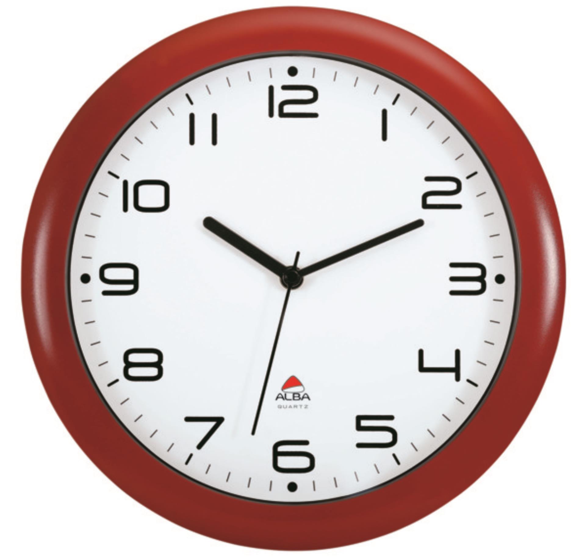 Alba France Nástěnné hodiny Hornew - plastové, průměr 30 cm, červené