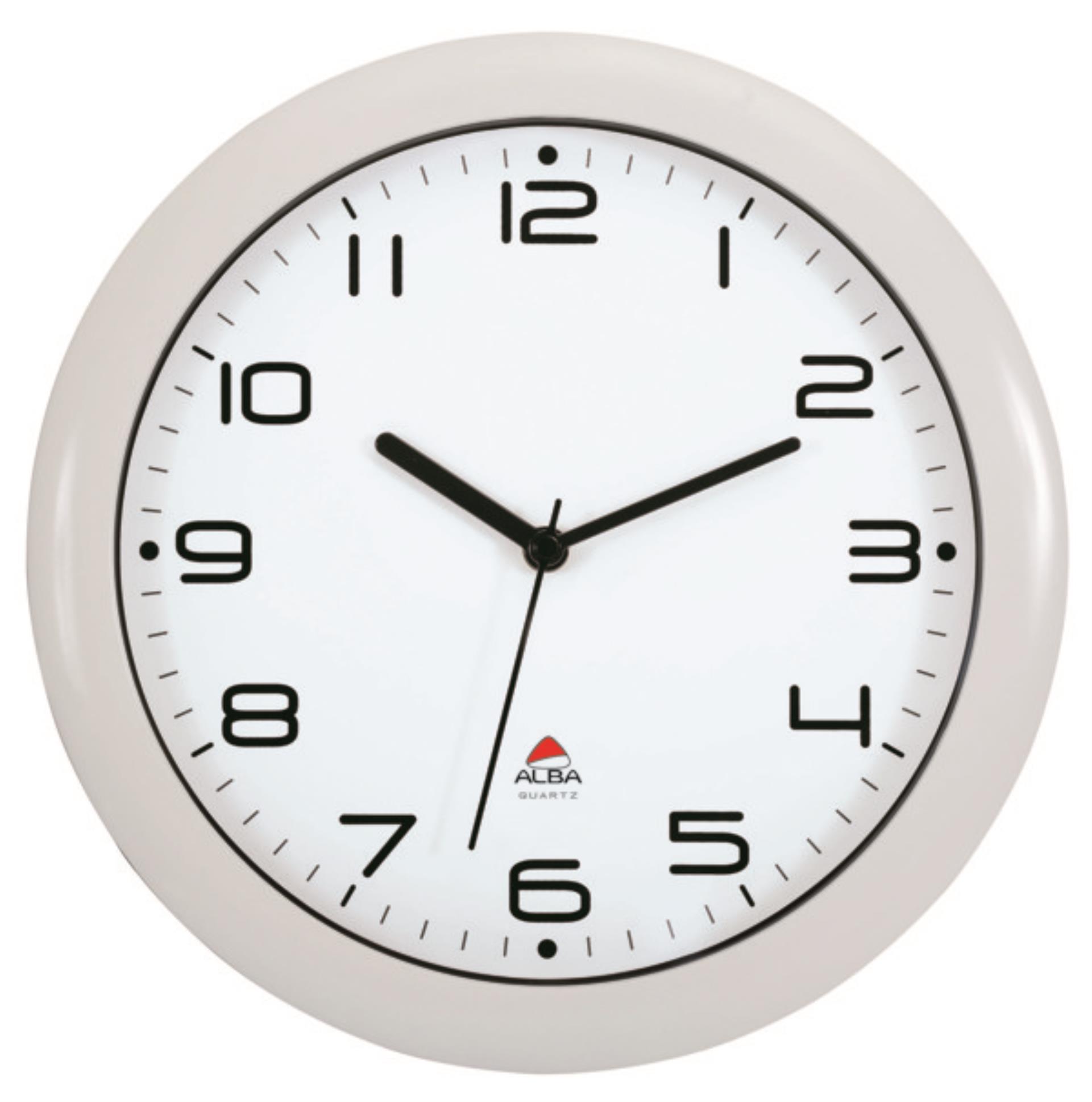 Alba France Nástěnné hodiny Hornew - plastové, průměr 30 cm, bílé