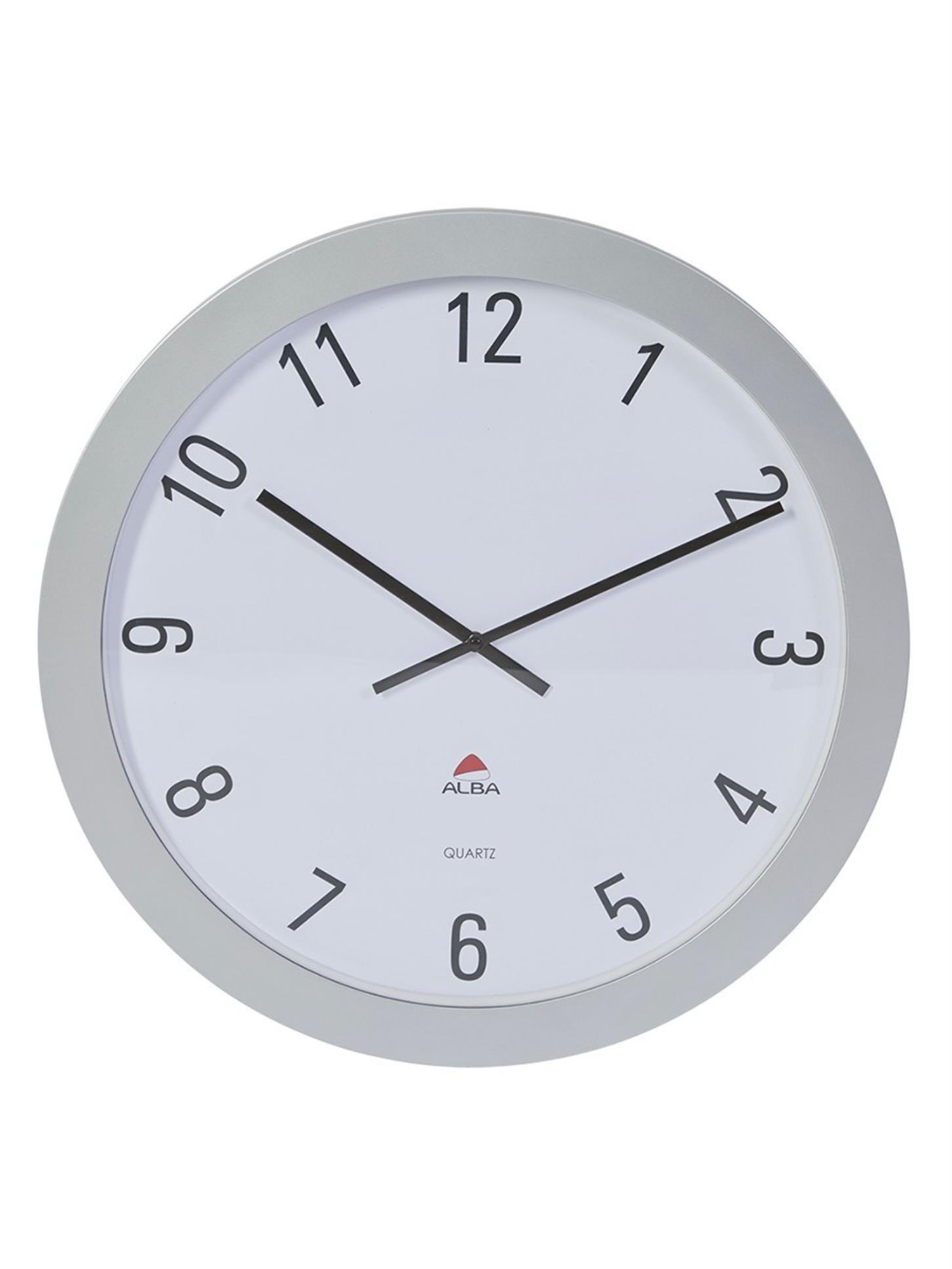 Alba France Nástěnné hodiny Horgiant - plastové, průměr 60 cm, stříbrné