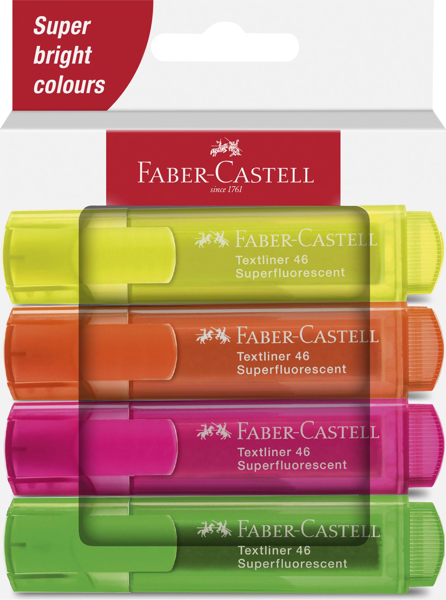 Levně Zvýrazňovač Faber-Castell Textliner 1546 - sada 4 neonových barev