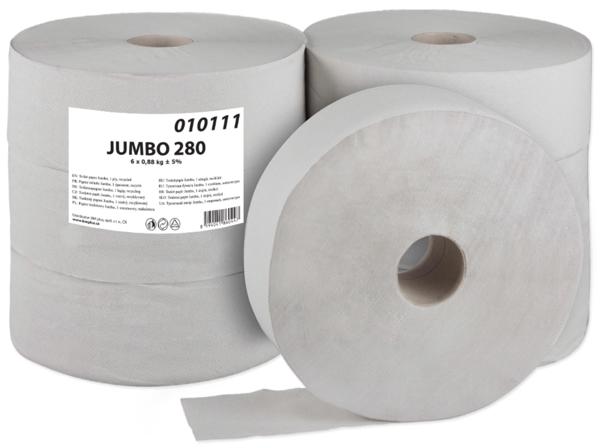Levně Toaletní papír jumbo - 1vrstvý, 265 m, 6 rolí