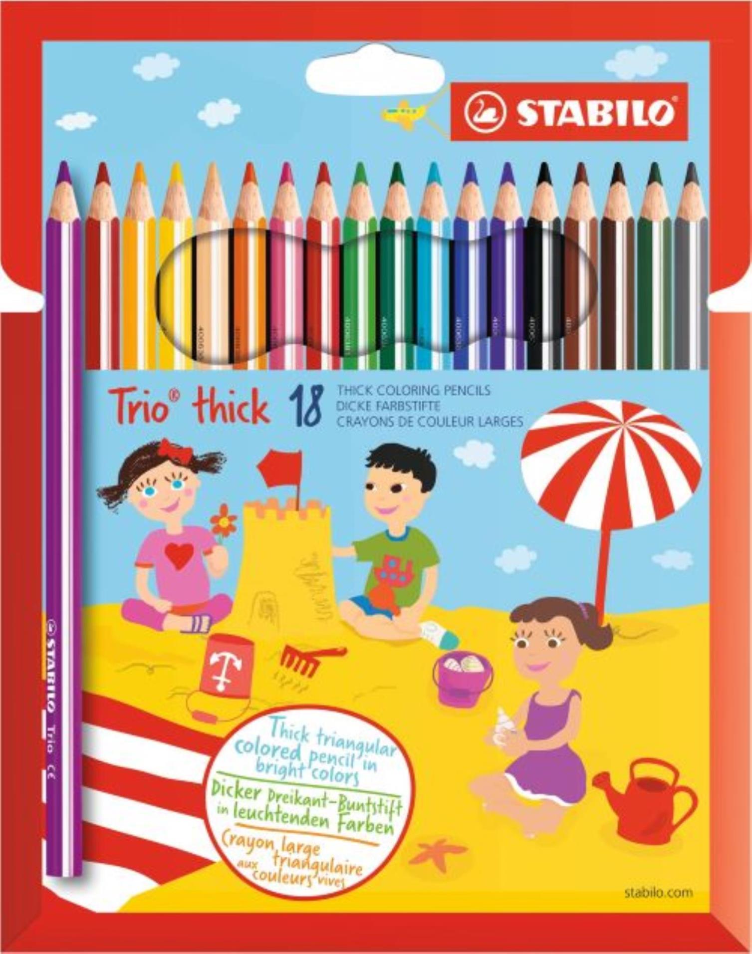 Pastelky STABILO Trio® thick  - trojhranné, 18 barev