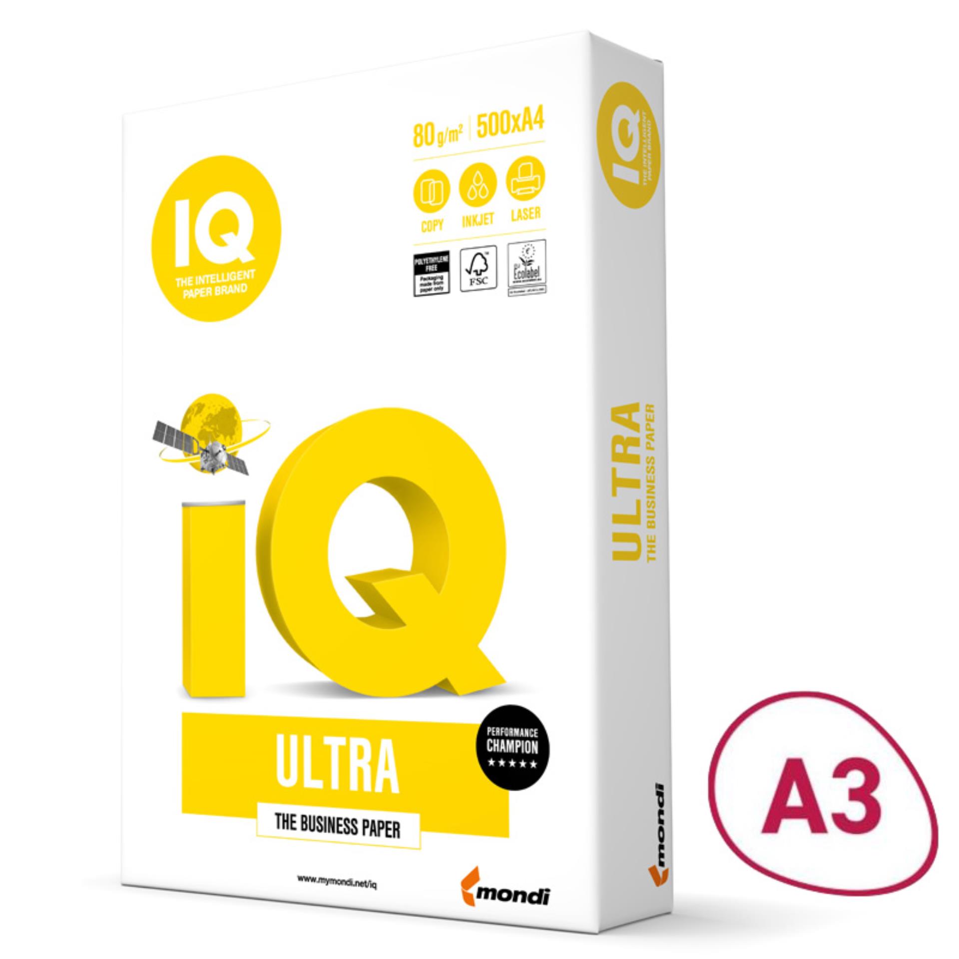 Levně Kancelářský papír IQ Ultra A3 - 80 g/m2, CIE 170, 500 listů