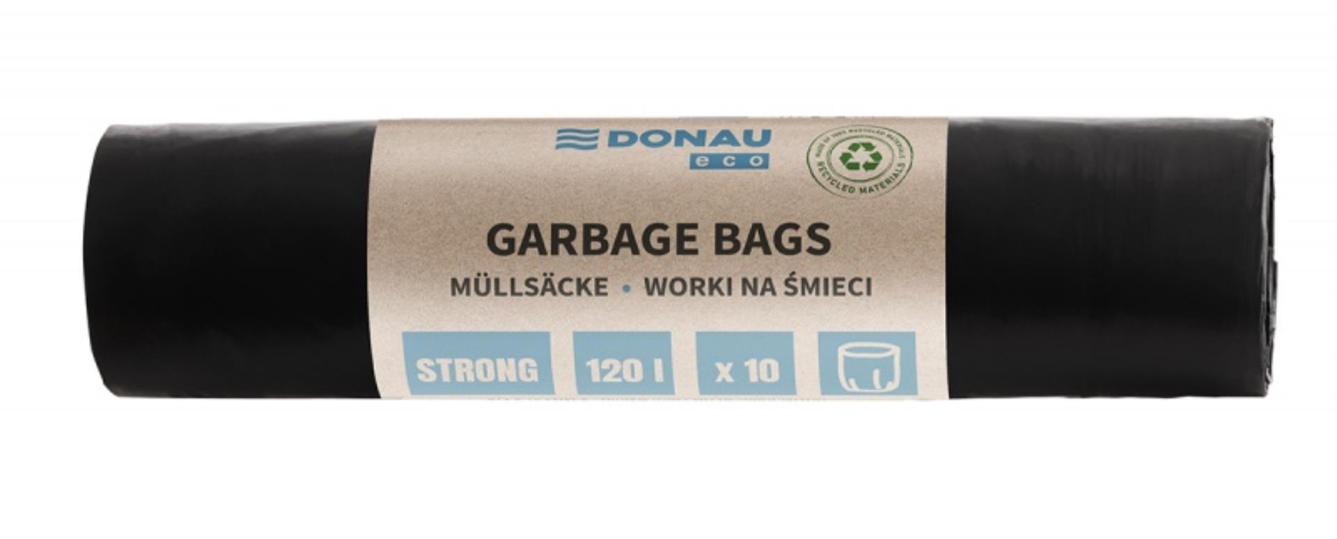 Pytle na odpad Donau ECO Strong -120 l, černé, 35 mic, 10 ks