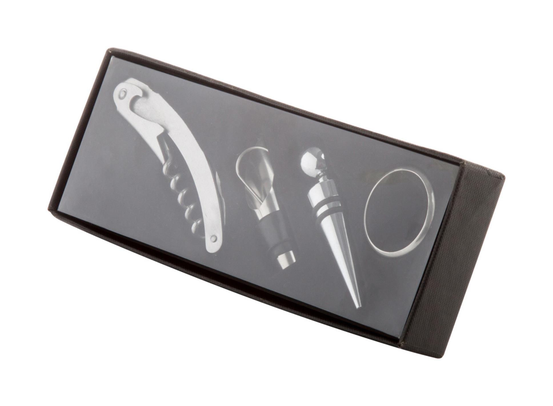 Dárková sada na víno v černé krabičce, 4-dílná