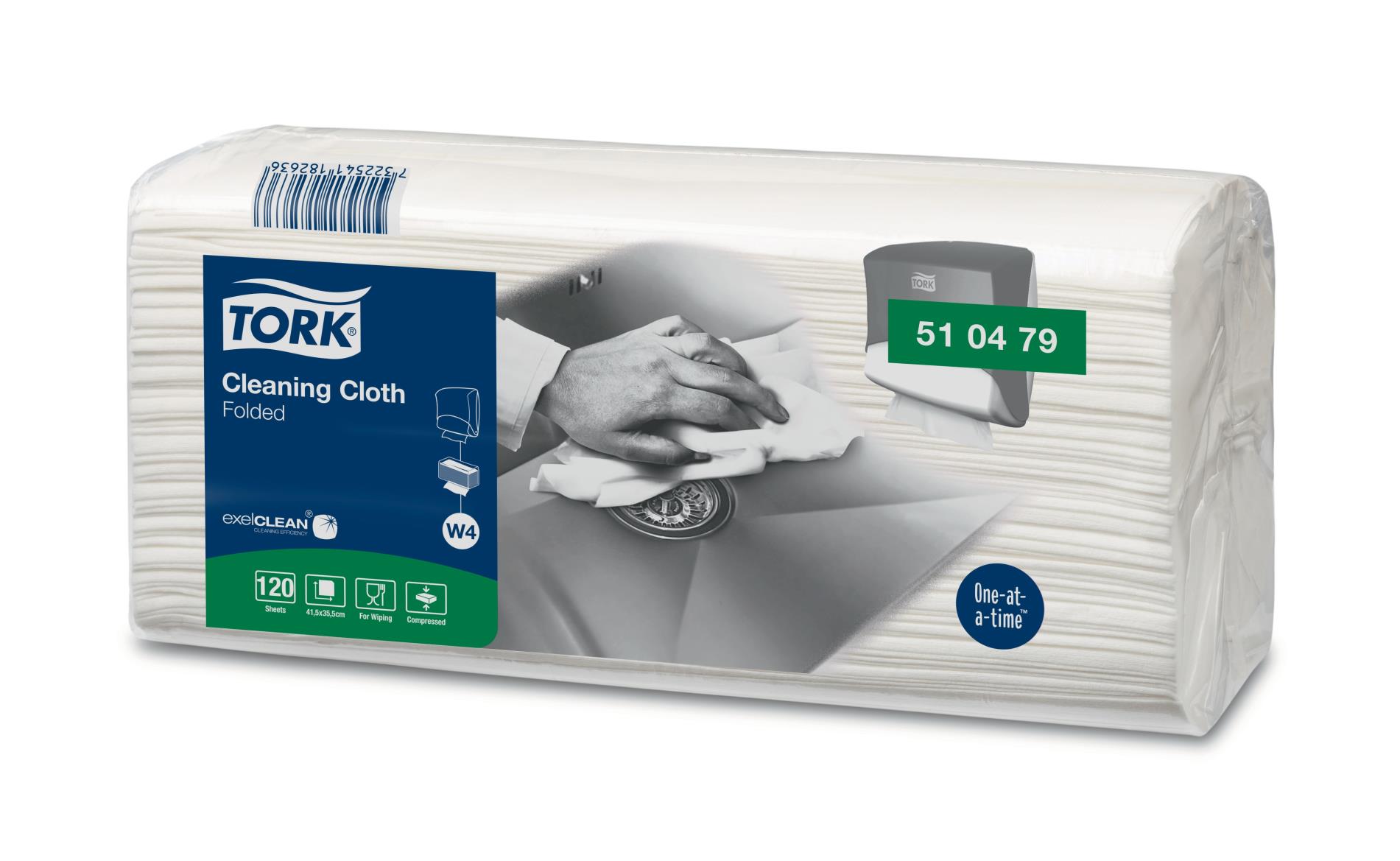 Levně Skládané čisticí utěrky Tork - náplň W4, 1vrstvé, jemné,120 ks