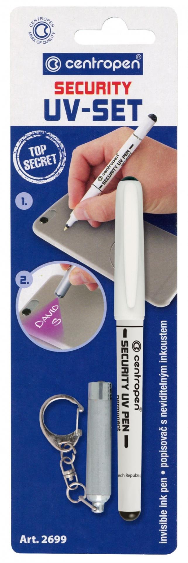 Popisovač Centropen Security 2699 - UV SET (popisovač + světlo)
