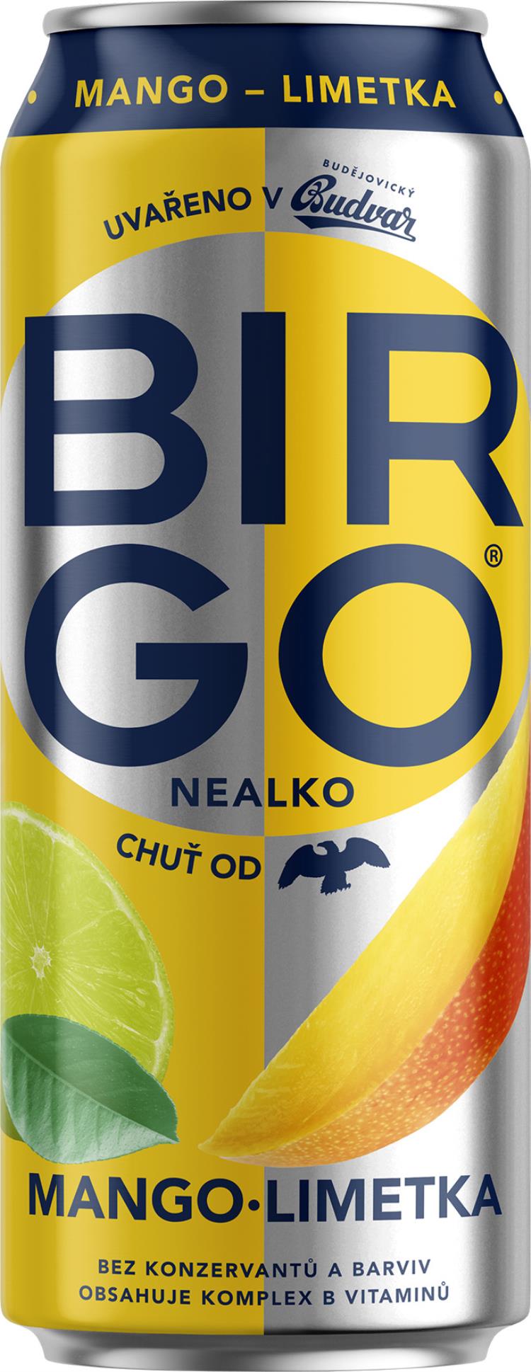 Levně Nealkoholické pivo BIRGO - mango, limetka, 24 x 0,5 l