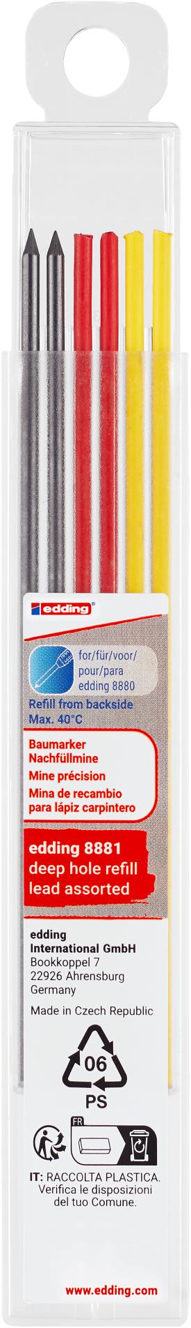 Náhradní tuhy EDDING 8881, barevné, 6 ks do řemeslnické tužky 8880 EDDING