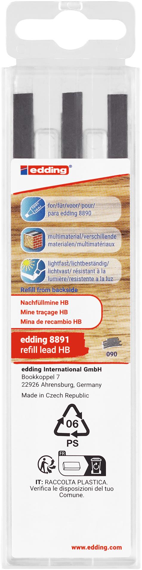Náhradní tuhy edding 8891 - HB, 6 ks