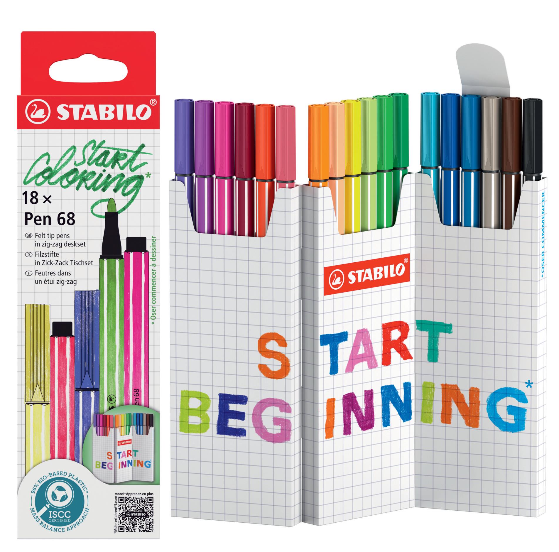 Fixy STABILO Pen 68 Zick-Zack - sada 18 barev