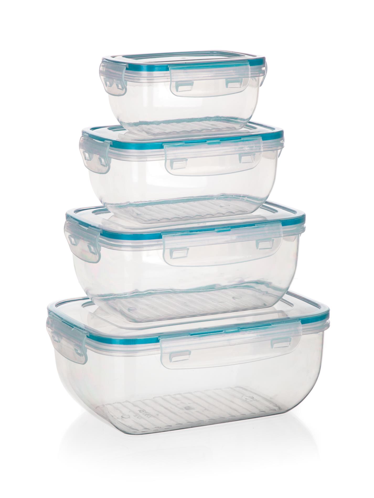 Sada plastových dóz LEYA - 400 ml, 800 ml, 1,4 l, 2,3 l, sada 4 ks