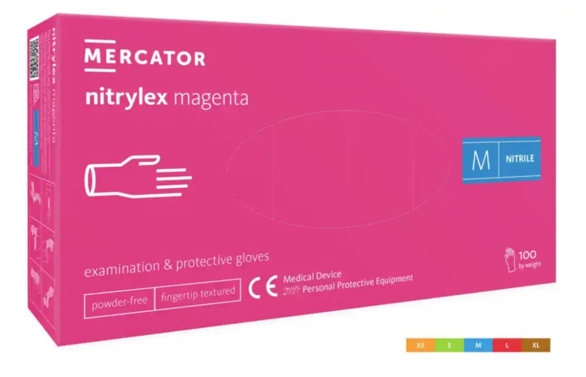 Levně Rukavice Nitrylex magenta - nepudr., vel. M