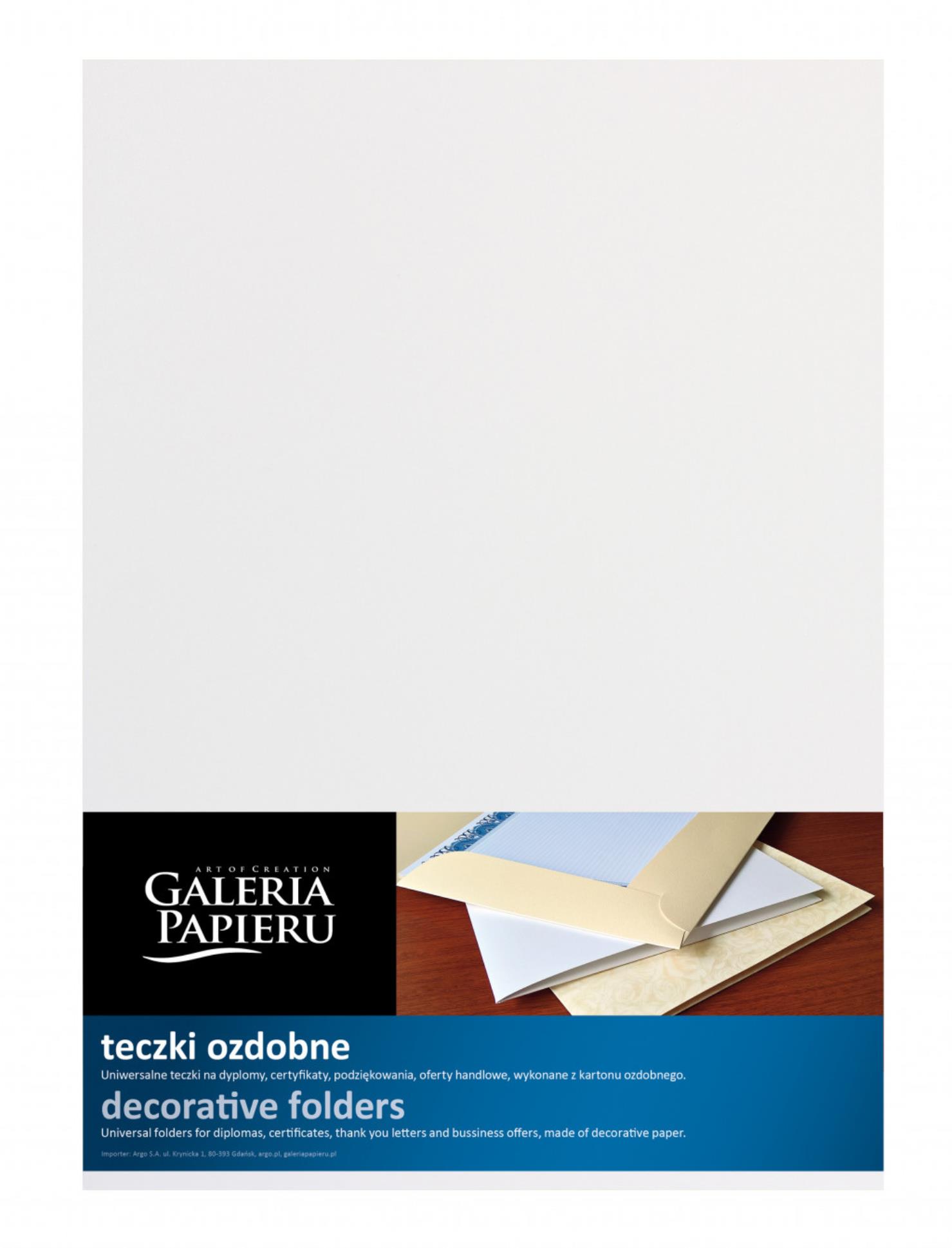 Galeria Papieru Papírové desky s chlopněmi Millenium - metalické, diamantově bílé, 5 ks