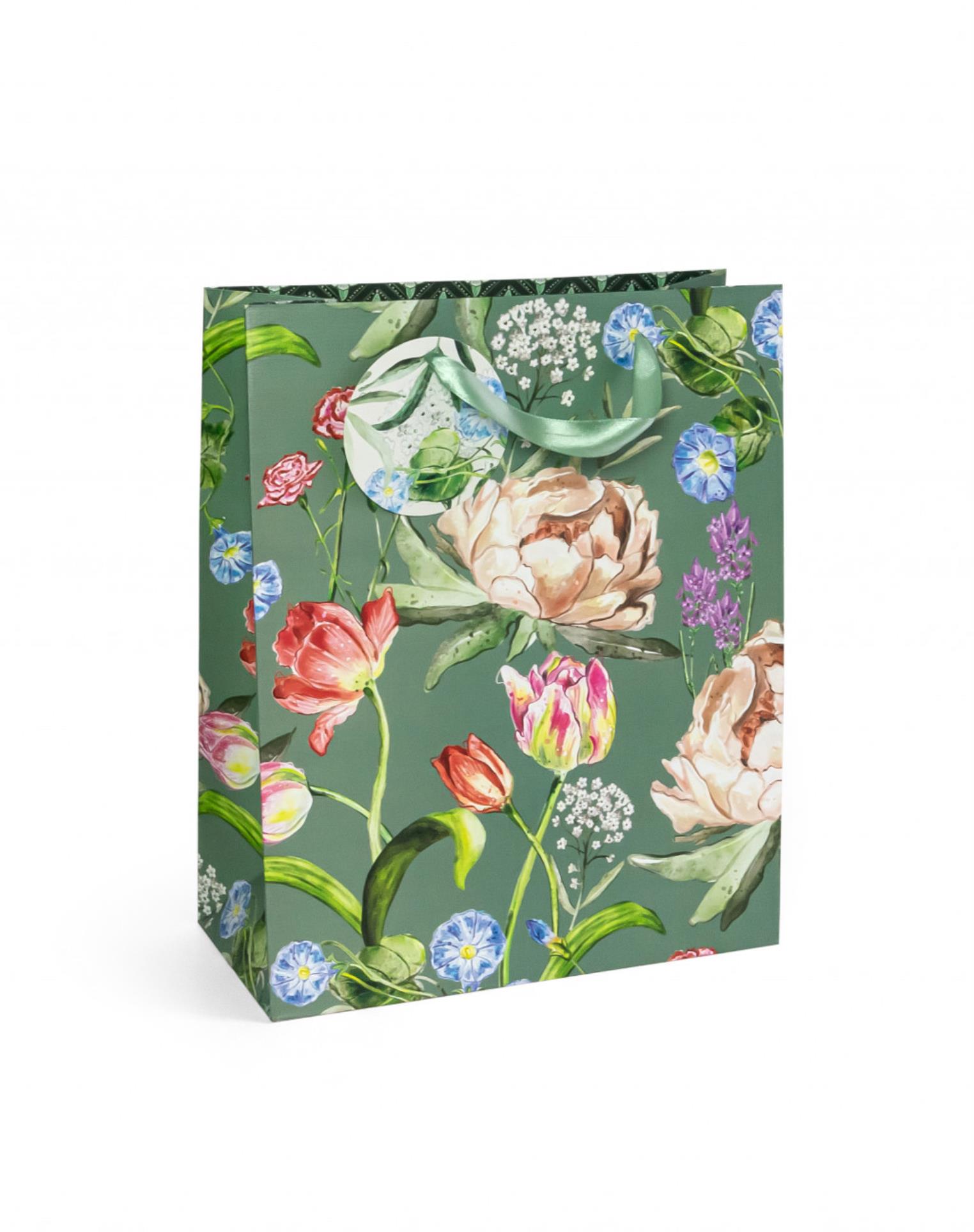 Galeria Papieru Dárková taška - L, 32 x 26 cm, pivoňky a tulipány, 5 ks