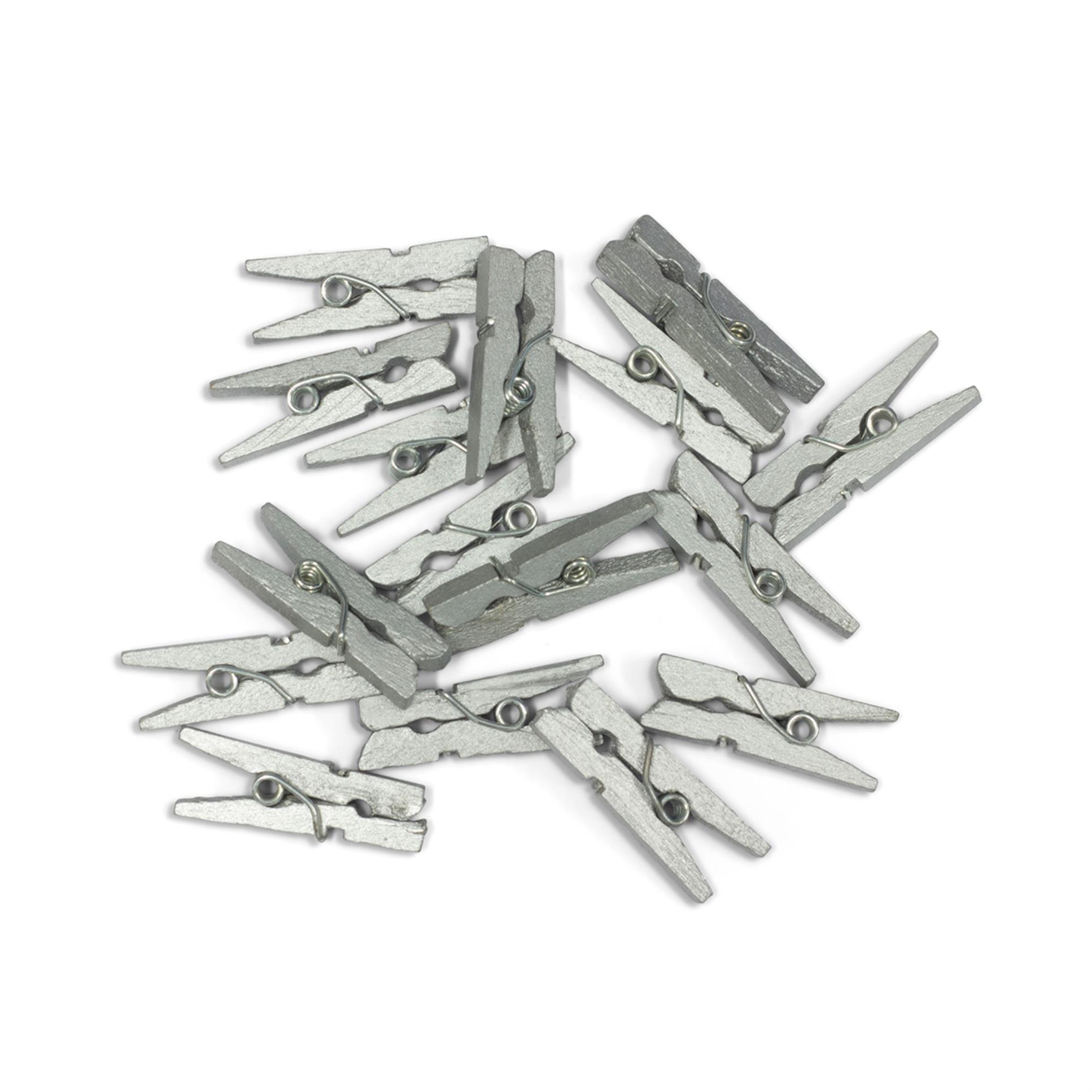 Galeria Papieru Dekorační kolíčky dřevěné - 25 mm, stříbrné, 25 ks