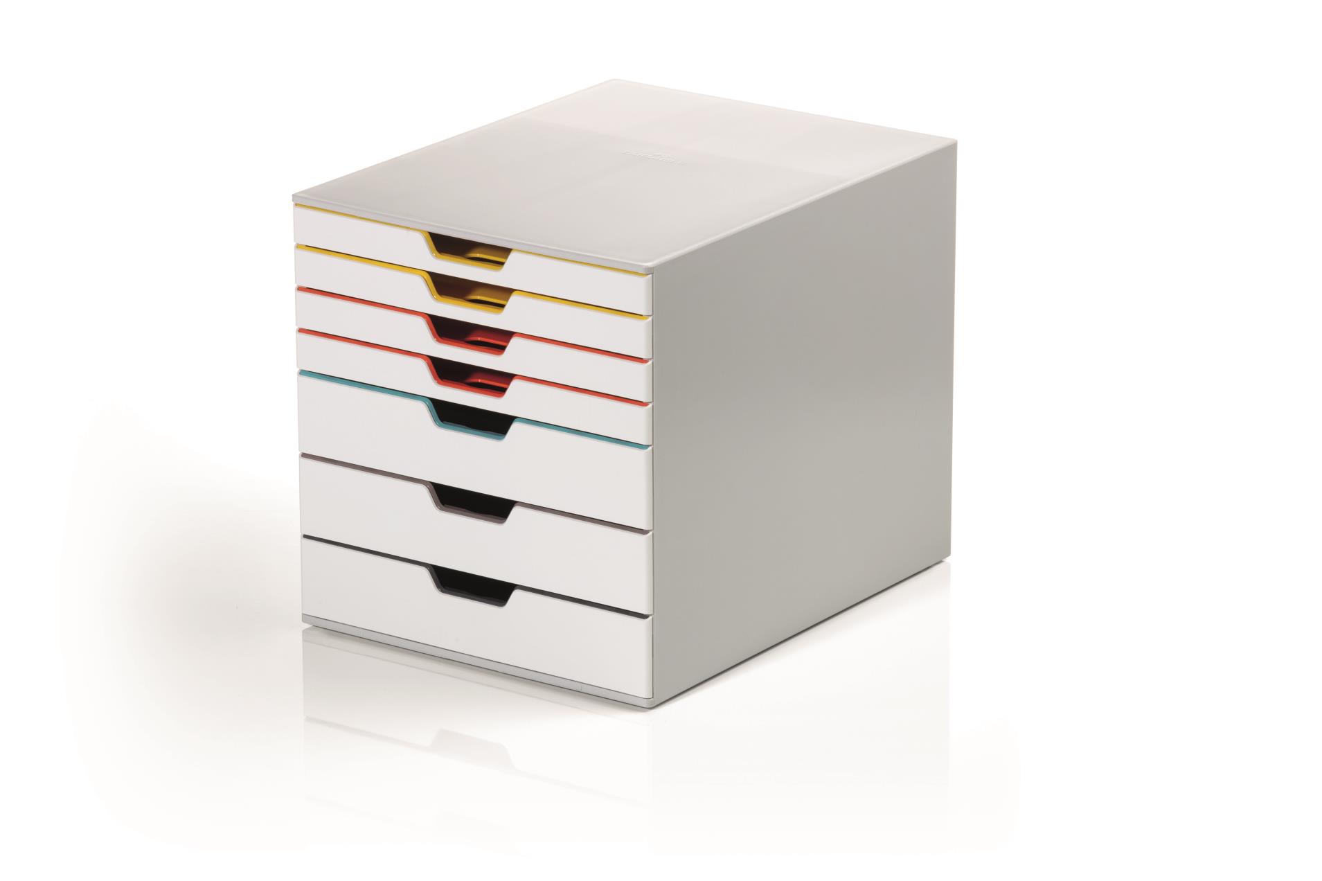 Durable Zásuvkový box VARICOLOR® 7 - 7 barevných zásuvek, bílý