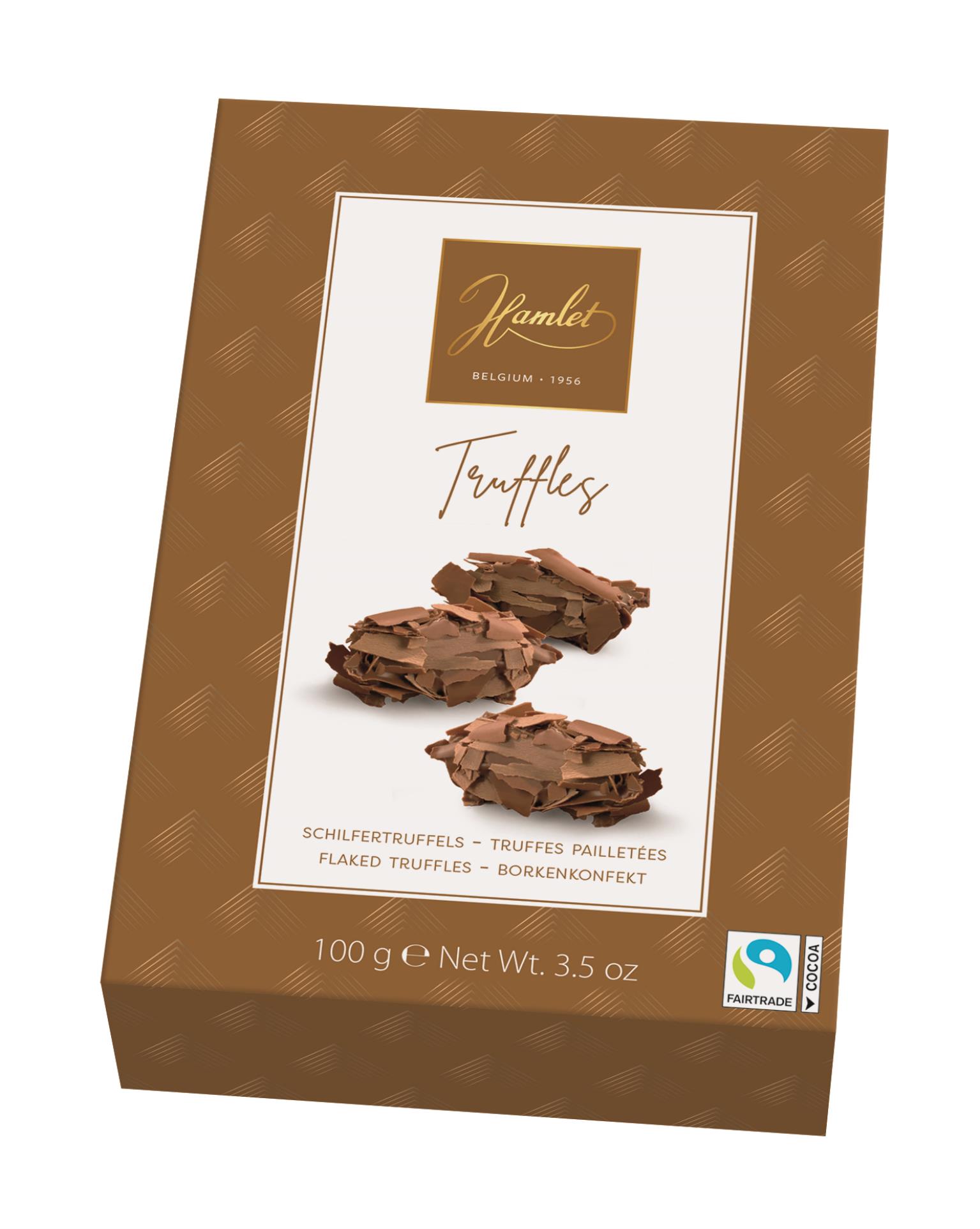 Belgické lanýže s hoblinkami mléčné čokolády, 100 g