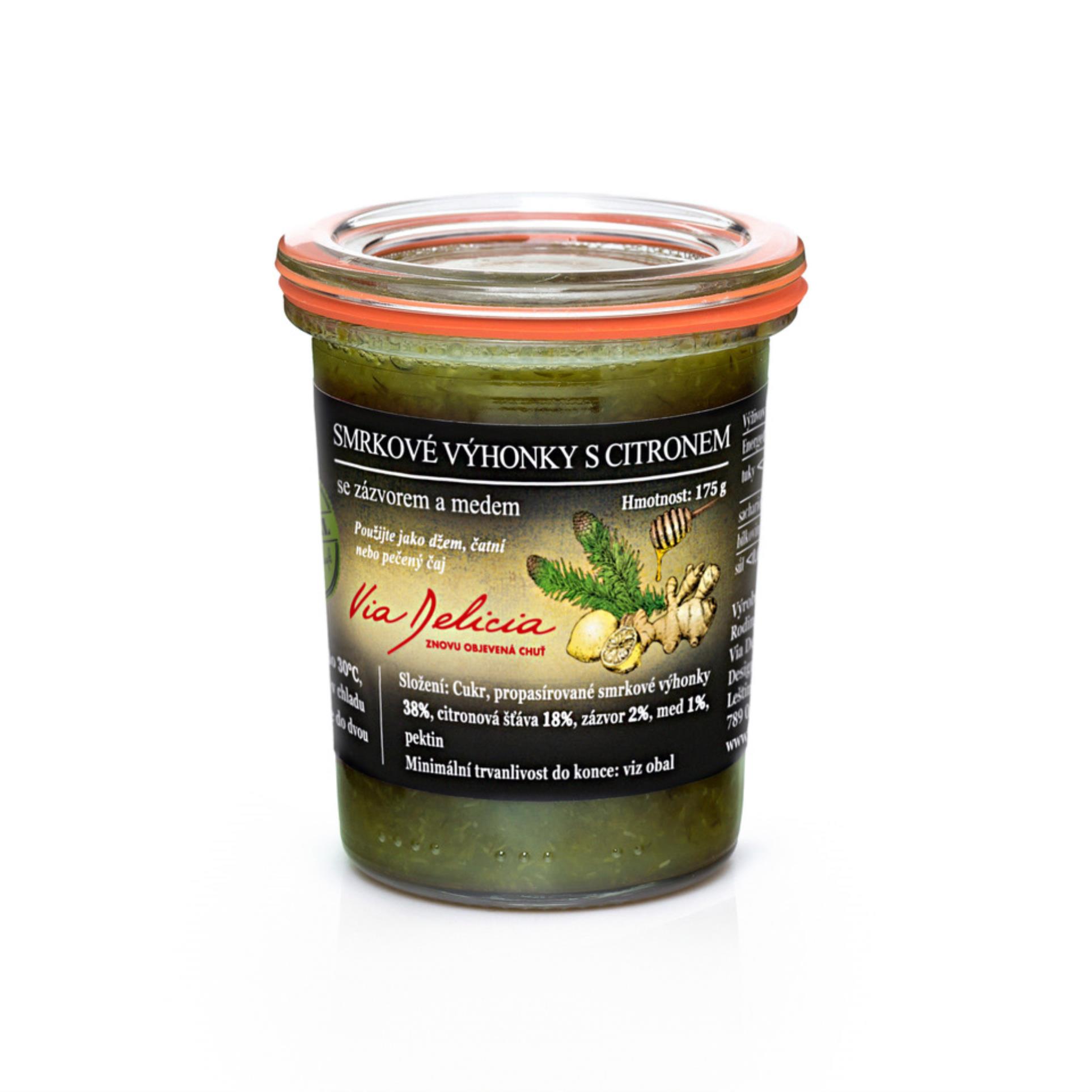 Džem, smrkové výhonky se zázvorem a medem, 175 g