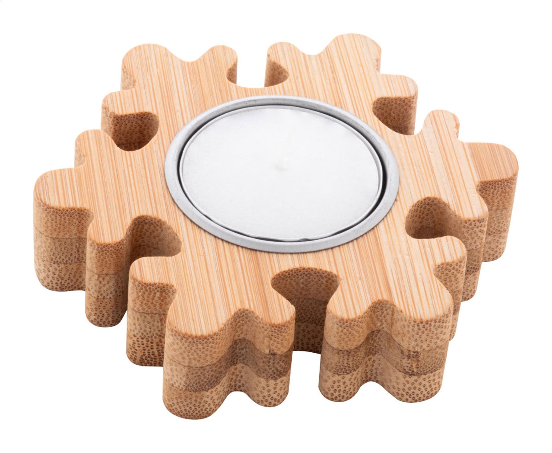 Vánoční bambusový svícen s čajovou svíčkou, sněhová vločka