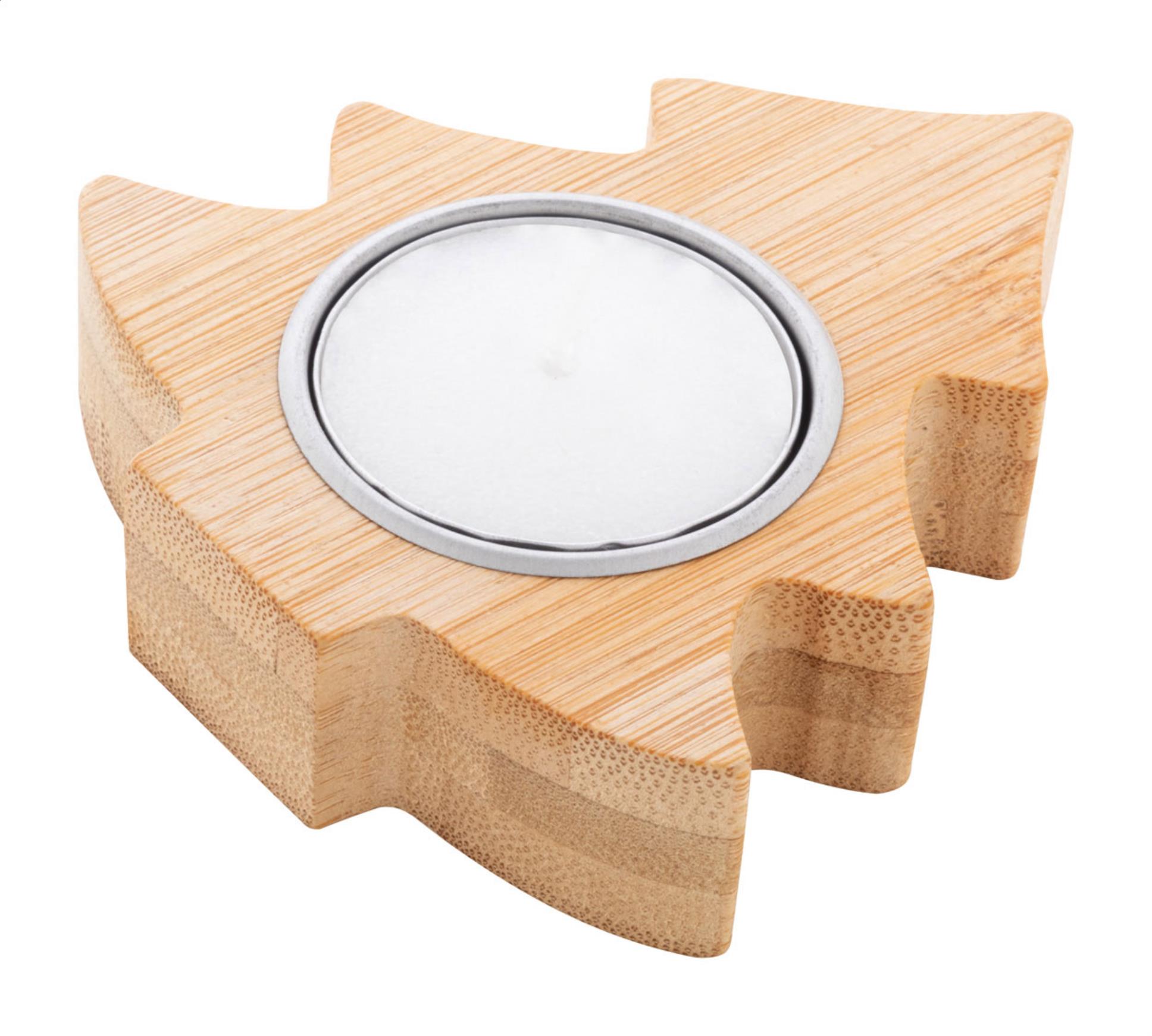 Vánoční bambusový svícen s čajovou svíčkou, stromeček