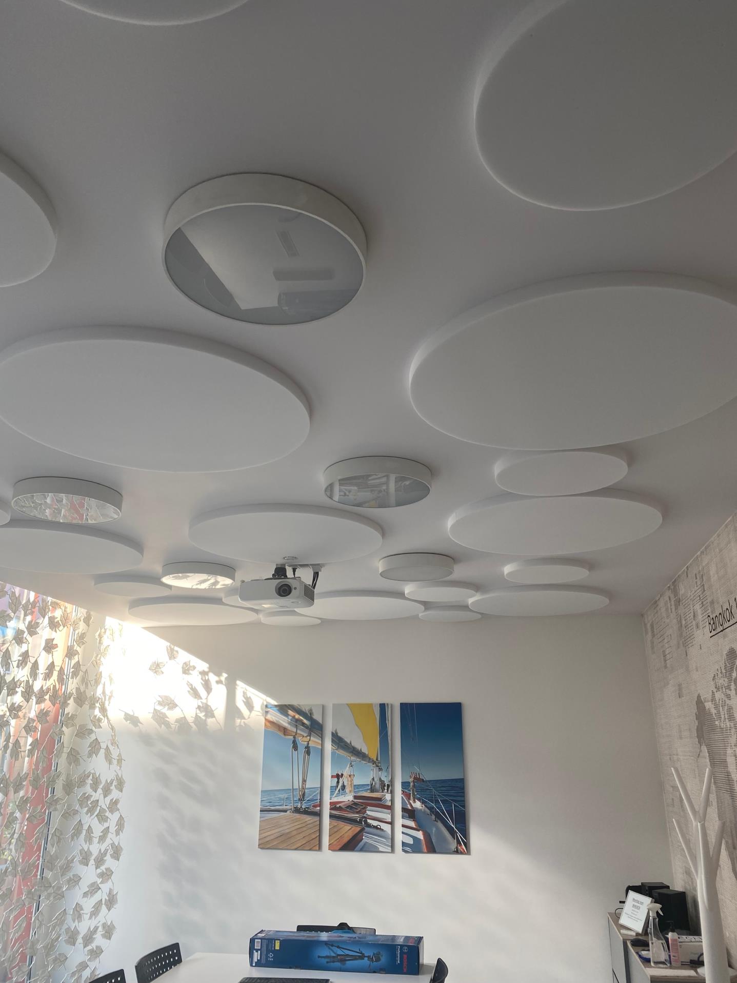 Akustická melaminová deska kruh 50 cm - bílá