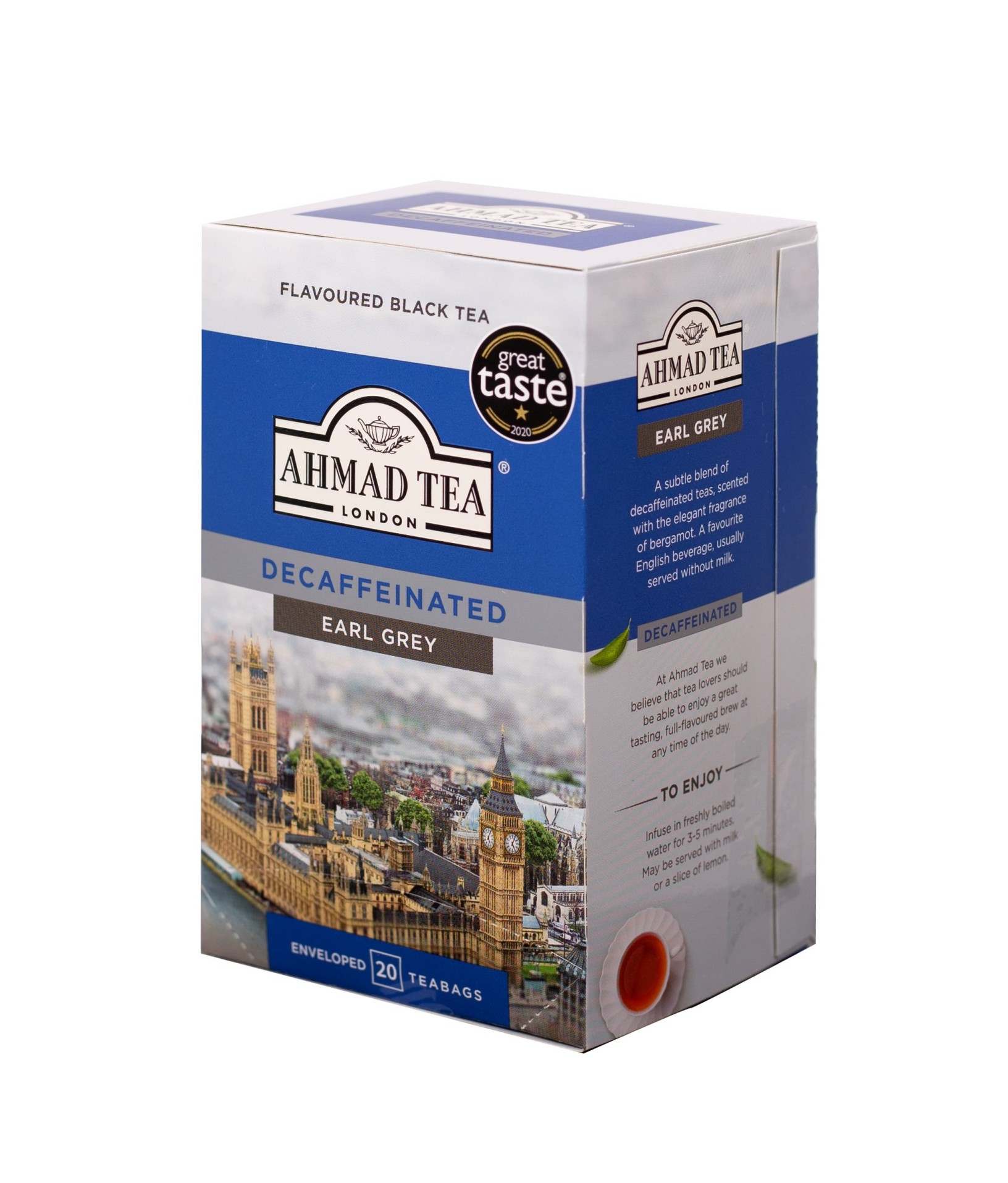 Levně Ahmad Tea Černý čaj Decaffeinated Earl Grey bez kofeinu 20 ks 40 g
