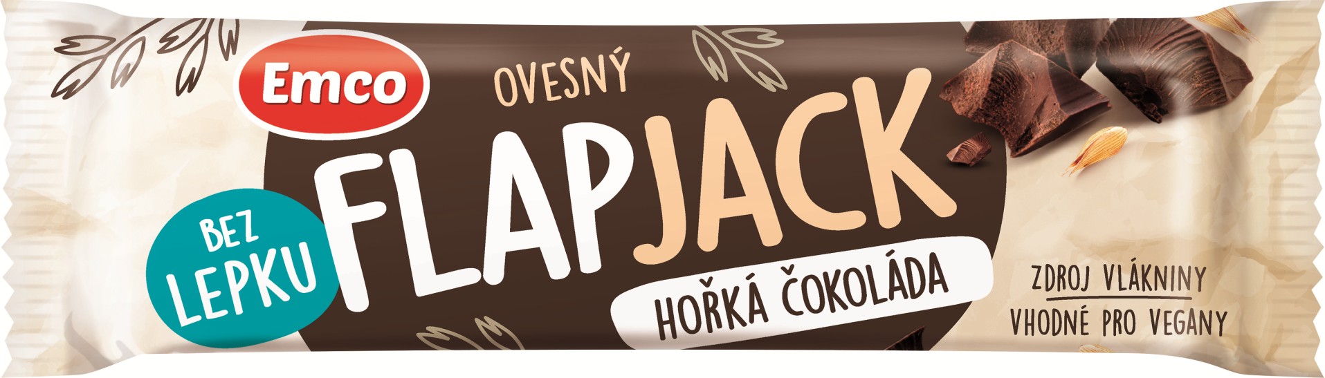 Levně Tyčinka Emco Flapjack - hořká čokoláda, 45 g