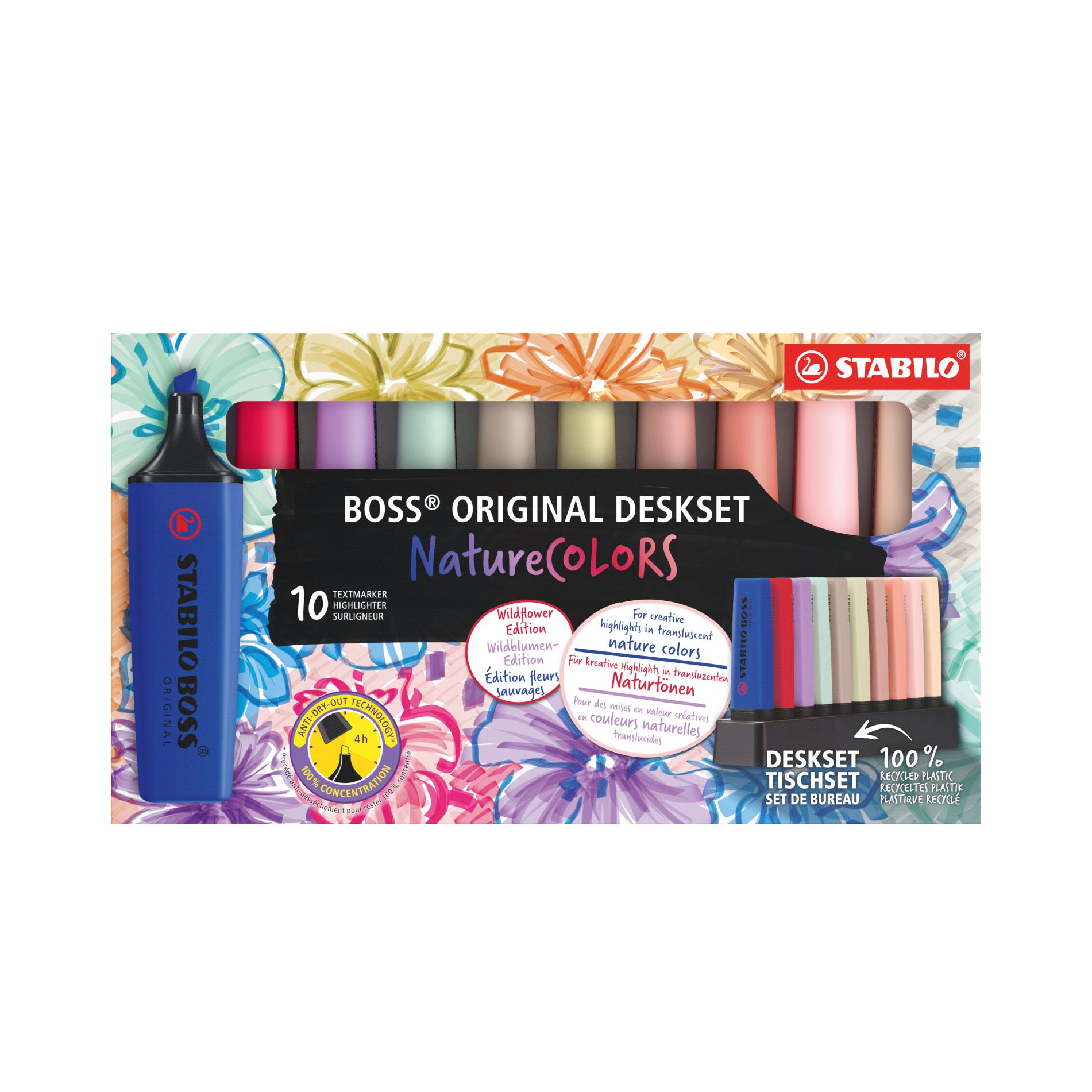 Zvýrazňovač STABILO BOSS ORIGINAL NatureCOLORS Wildflower - deskset 10 ks